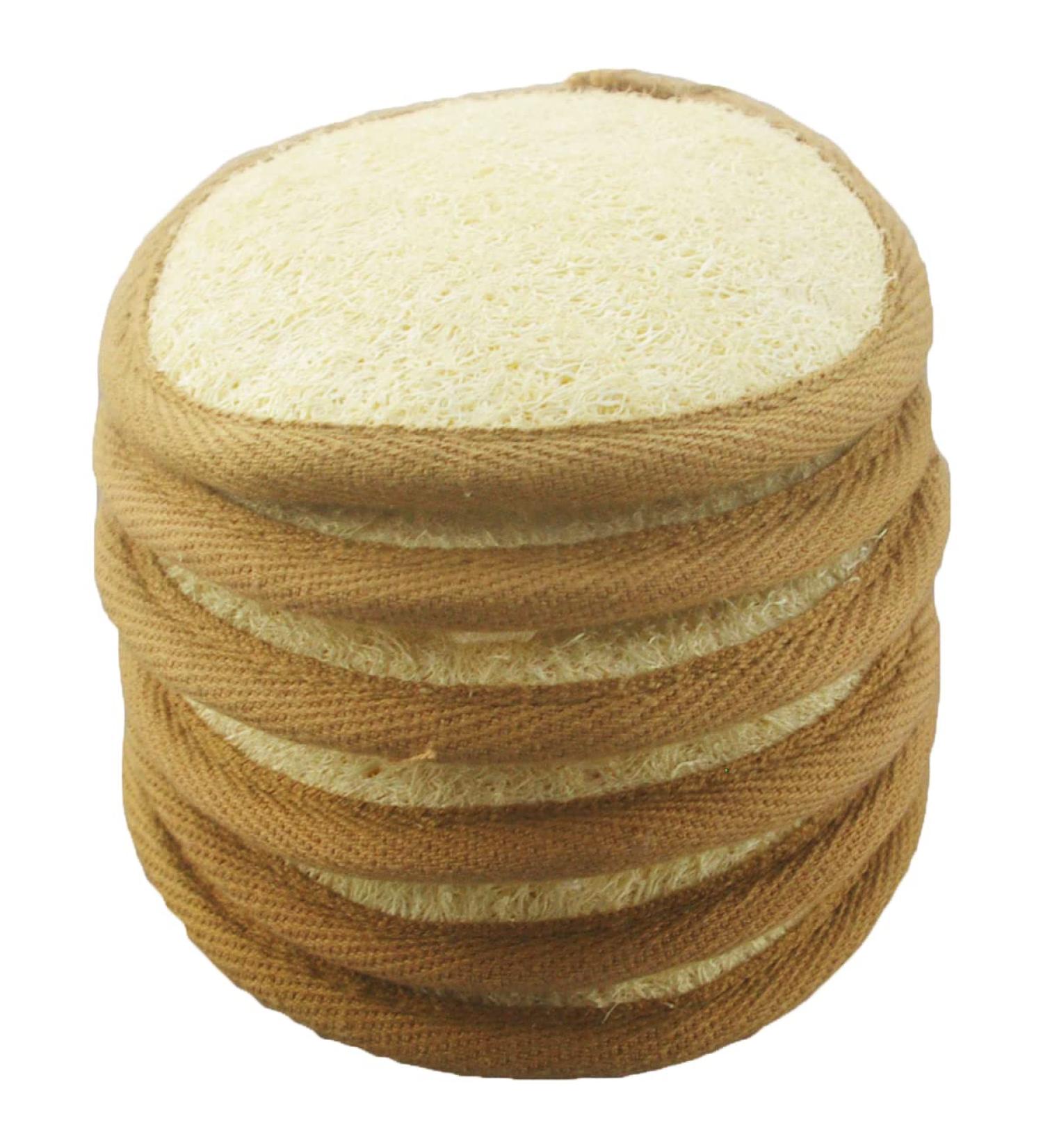 6-Piece Natural Exfoliating Face Pad Loofah Sponge Set - Shower Scrubber for Body Bath Spa, Men & Women - Renewable Resource - Buy Online on SooperMarket.com