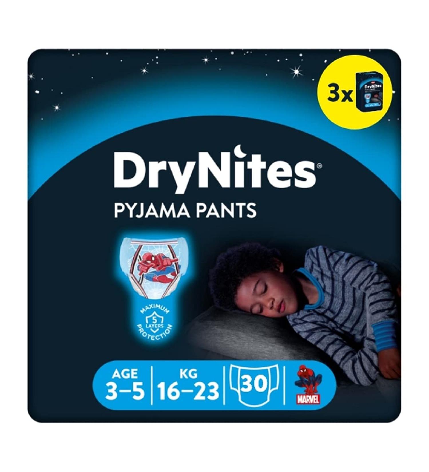 Huggies DryNites Boys Night Time Pants - Sizes 3-5 Years (30 Pants) | Fun Designs, Unbeatable Protection | Boys 3-5yrs - Buy Online on SooperMarket.com