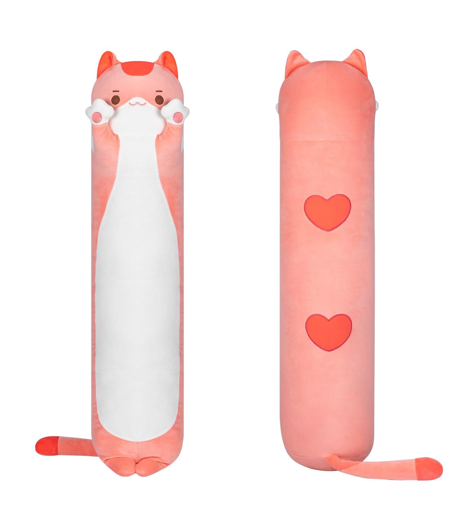 Mewaii 130cm Kawaii Long Cat Plush Pillow - Soft Pink Cuddly Toy & Stuffed Animal Gift - Buy Online on SooperMarket.com