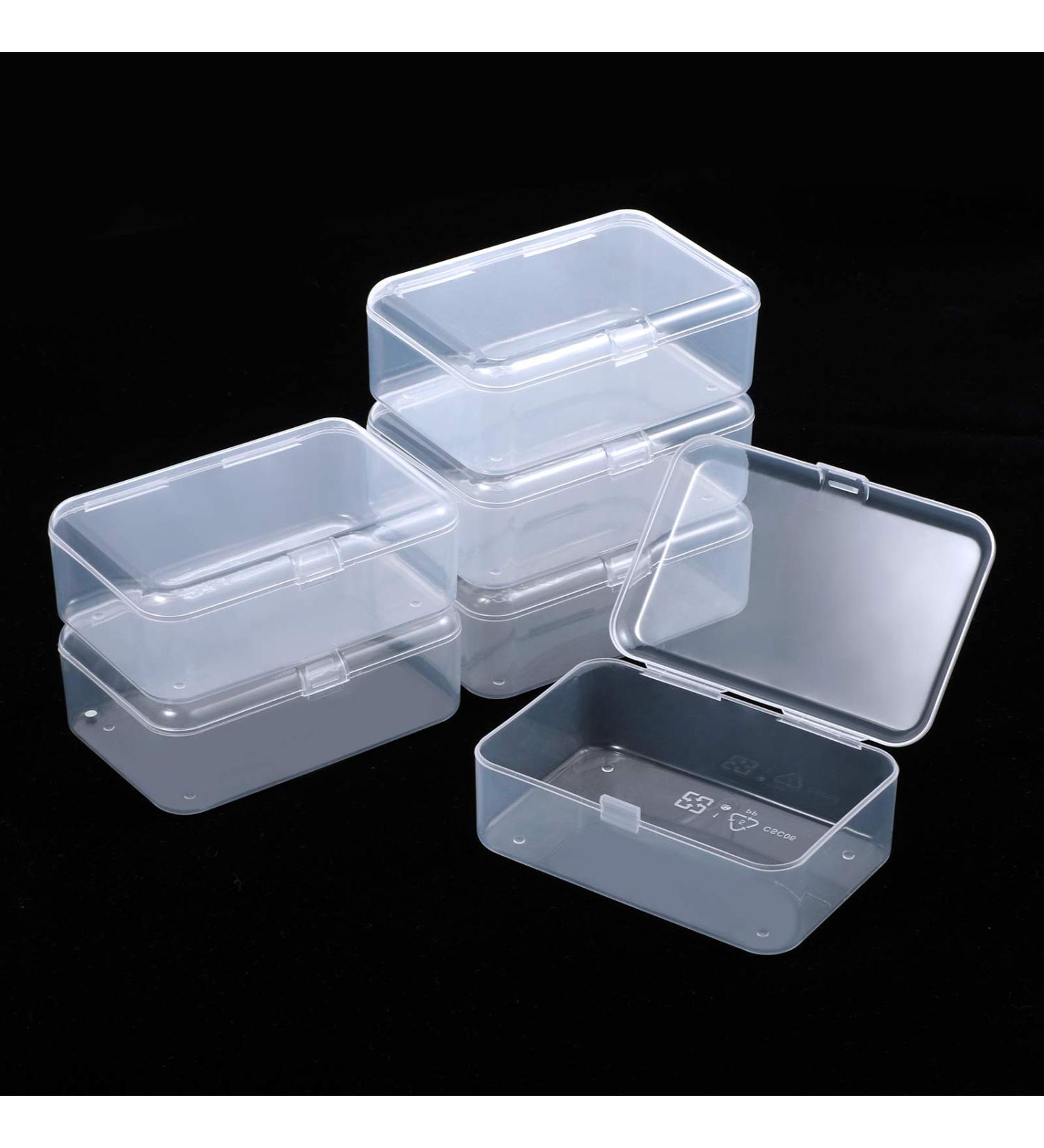 ISKYBOB 6 Pack Small Plastic Storage Containers - Clear Rectangle Organizer Case for Crafts & Bobby Pins (3.7x2.4in) - Buy Online on SooperMarket.com
