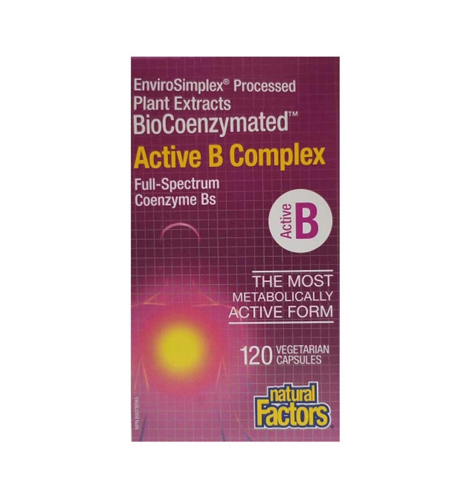 Natural Factors Active B Complex | Metabolism Support Stress Relief Dietary Supplement | Suitable for Vegans (120 Vegetarian Capsules) - Buy Online on SooperMarket.com