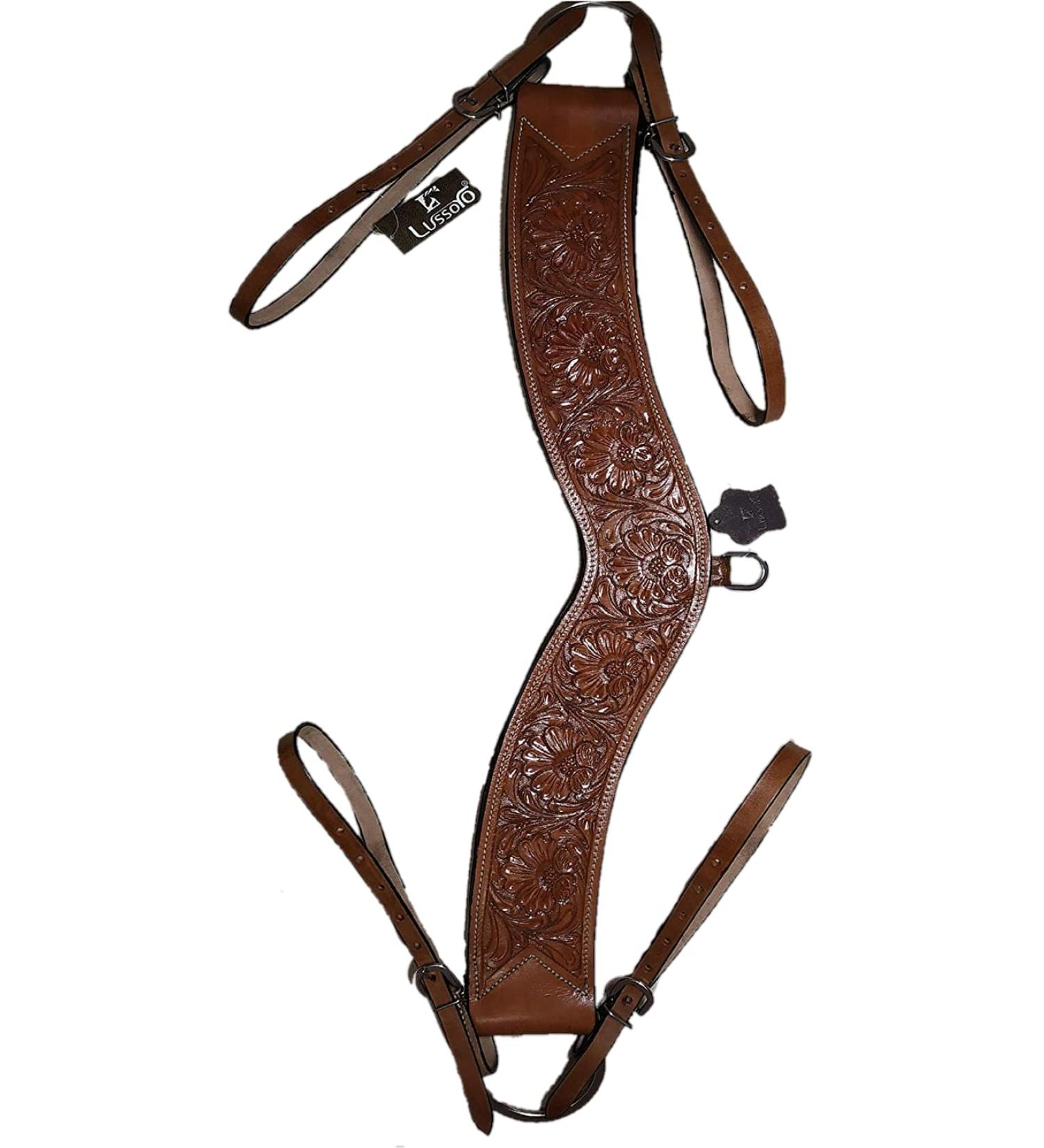 Lussoro Genuine Leather Tooled Tripping Horse Collar & Cutout Cross Steer Breast Collar Set - Buy Online on SooperMarket.com