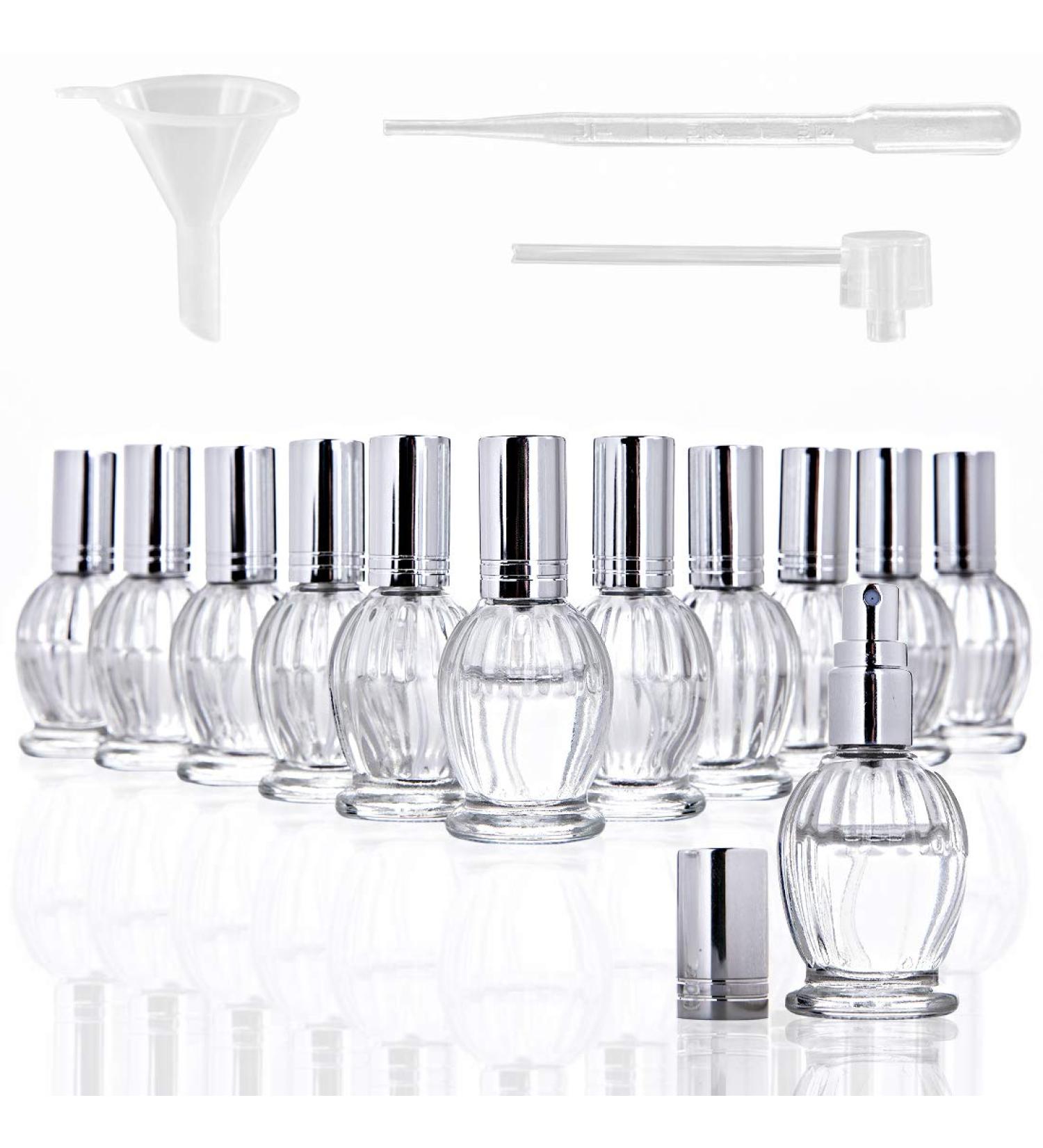 YU FENG 12pcs Clear Glass Spray Bottles - Refillable Essential Oil & Perfume Bottles with Funnel & Pipette Dispenser - Buy Online on SooperMarket.com