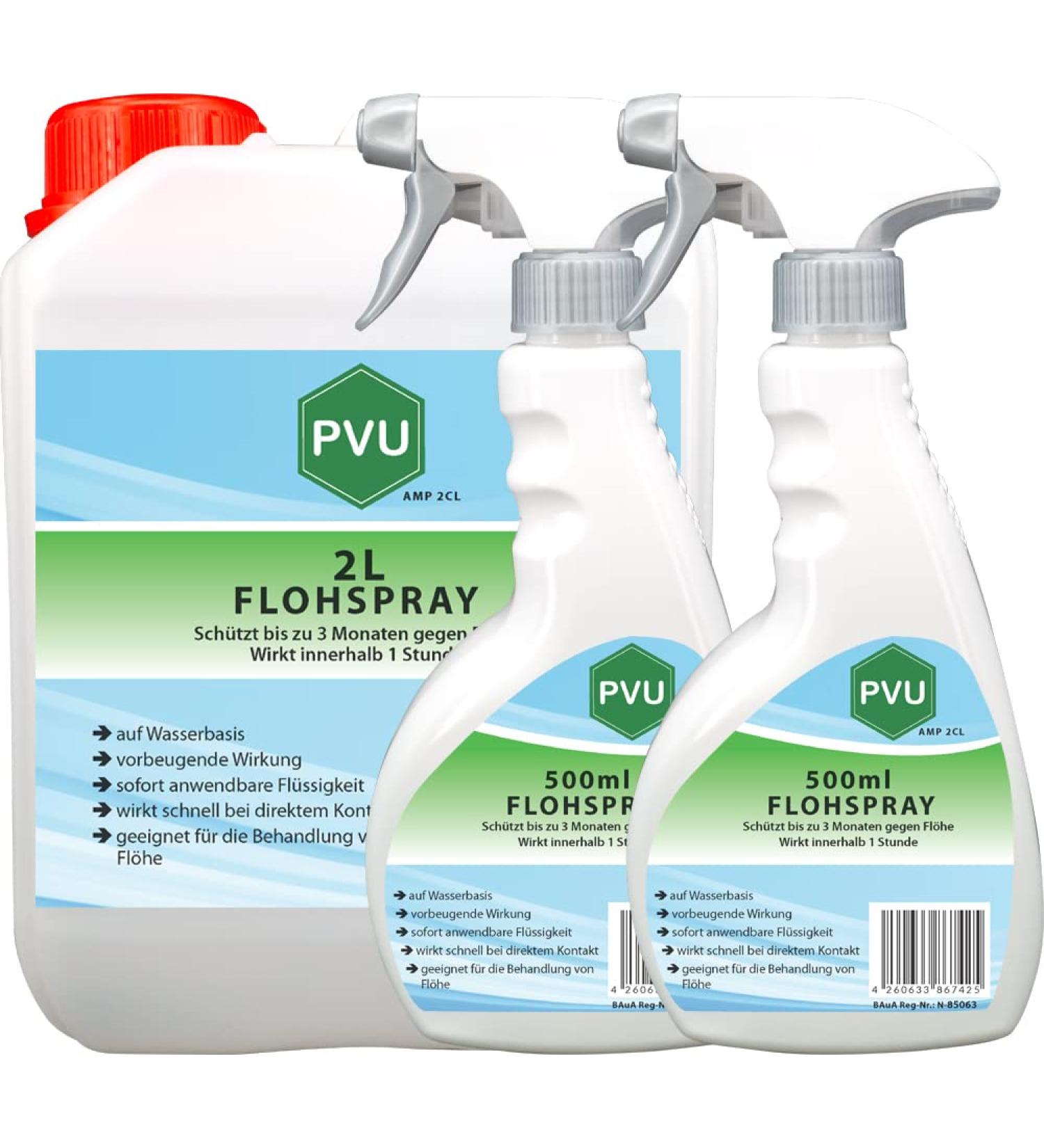 Pvu Flea Spray 2L + 2x500ml - Long-Lasting Flea Control for Pets & Home | Water-Based Formula for Indoor & Outdoor Use - Buy Online on SooperMarket.com