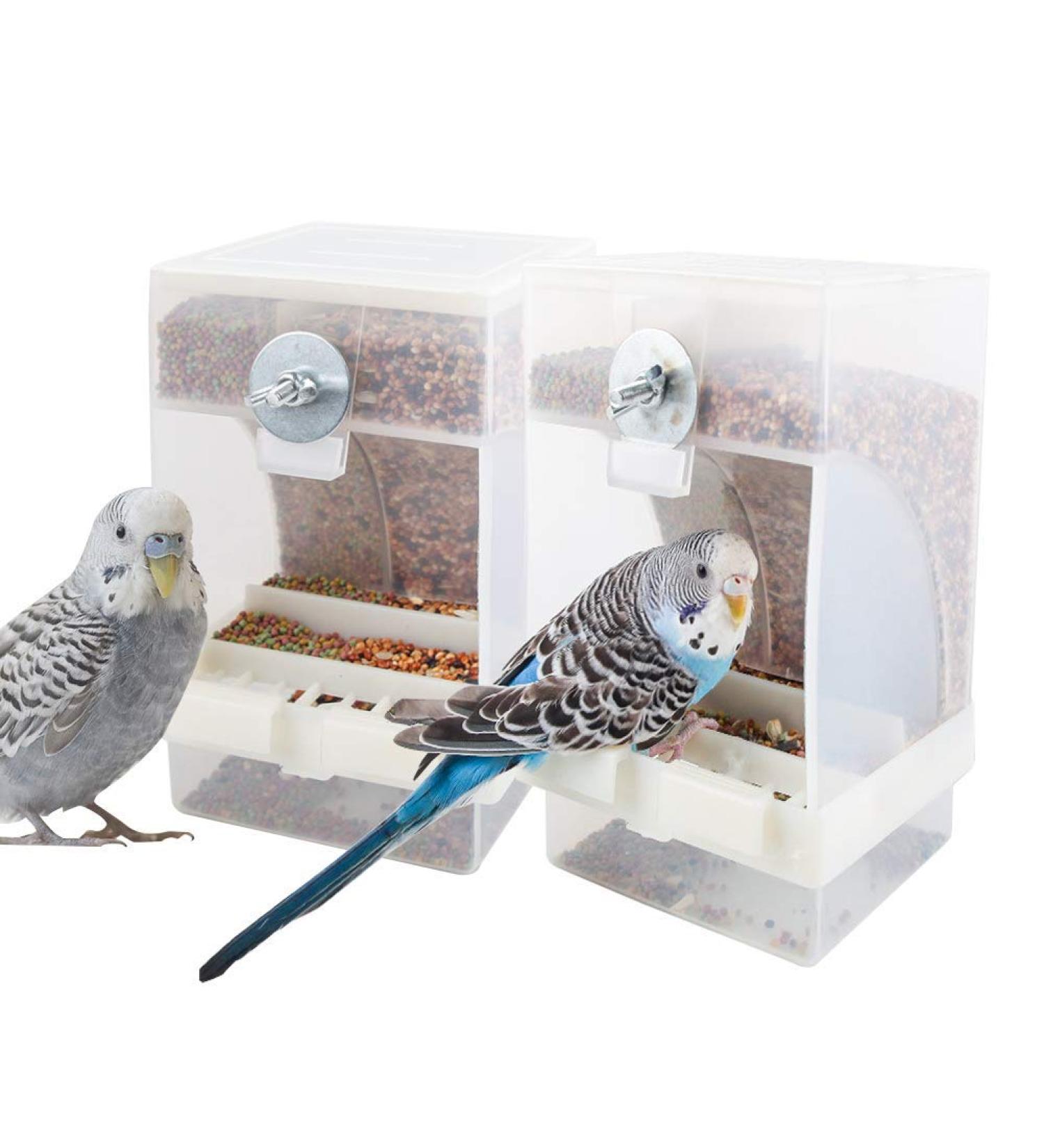 PINVNBY No-Mess Bird Feeder for Parrots - Seed Food Container with Perch - Ideal for Budgerigar, Canary, Cockatiel, Finch, Parakeet, and More - Buy Online on SooperMarket.com