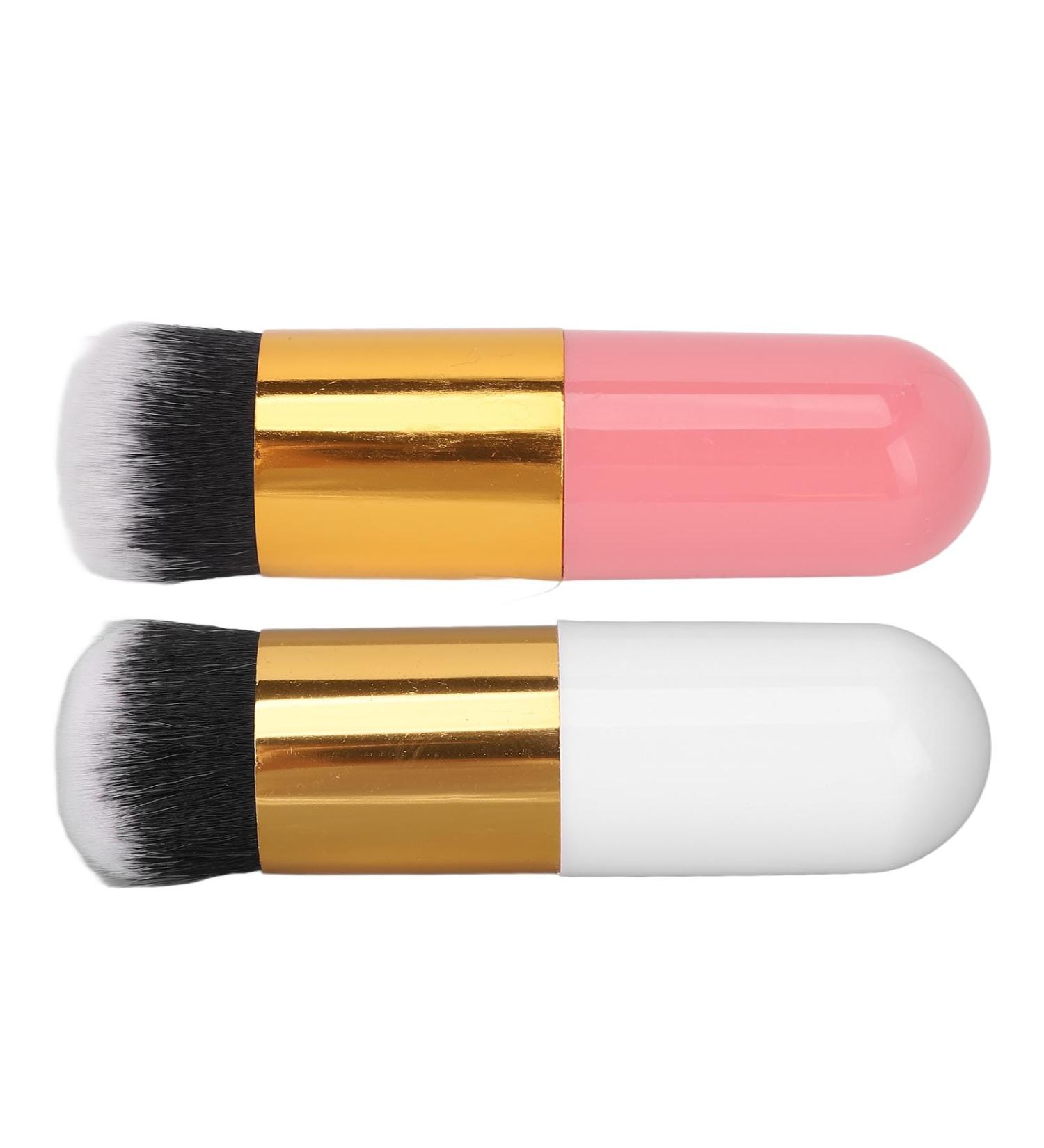 Verdant Touch Portable Makeup Brush Facial Foundation Makeup Brush Portable Chubby Face Brush Artificial Fiber Soft and Skin-Friendly Pink Gold/White Gold - Buy Online on SooperMarket.com