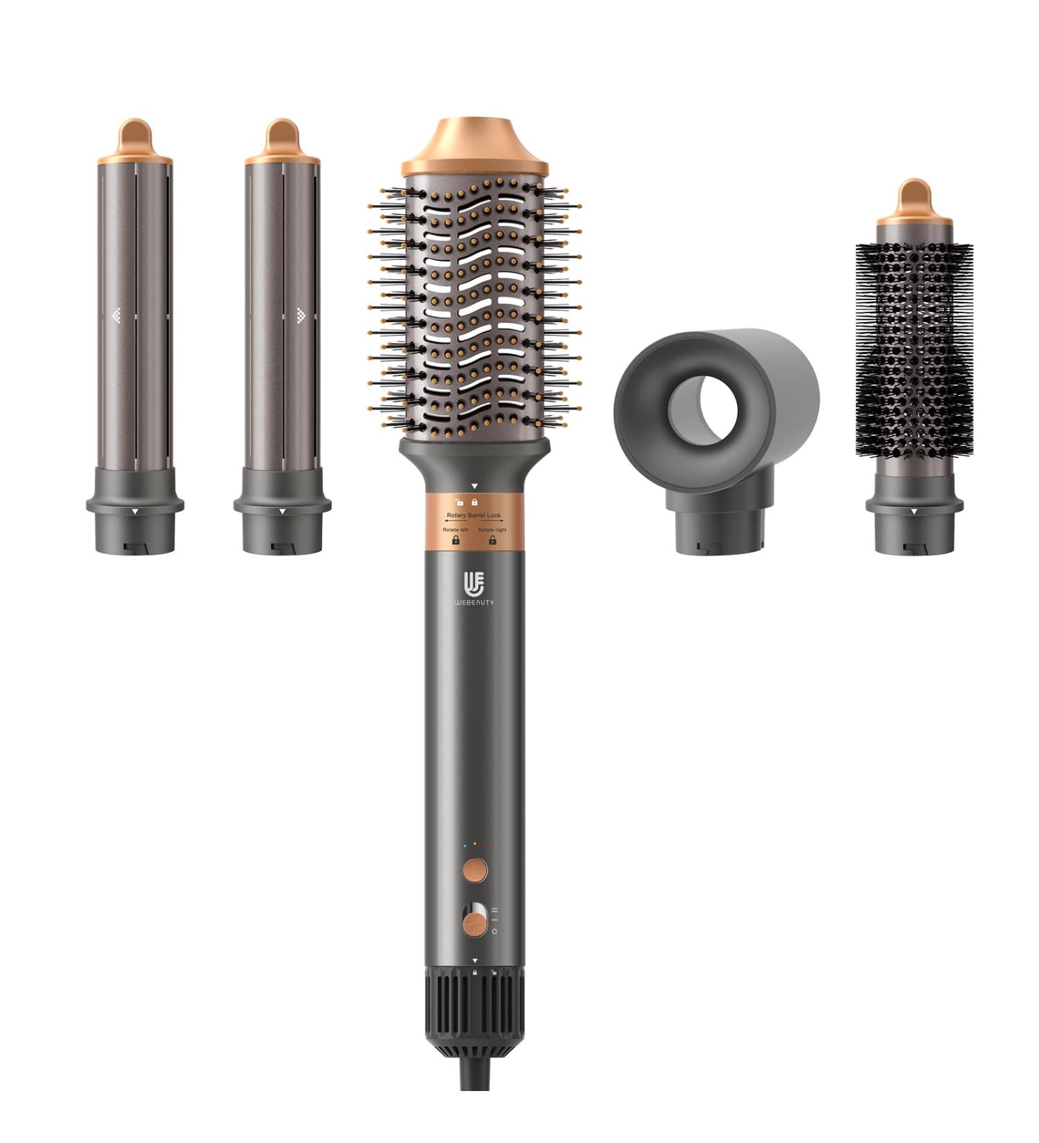 webeauty 5-in-1 Hair Dryer Brush - Professional Hot Air Brush for Fast Drying Curling and Straightening - Ceramic Coating & Negative Ion Technology - 110000 RPM (Grey/Gold - Buy Online on SooperMarket.com