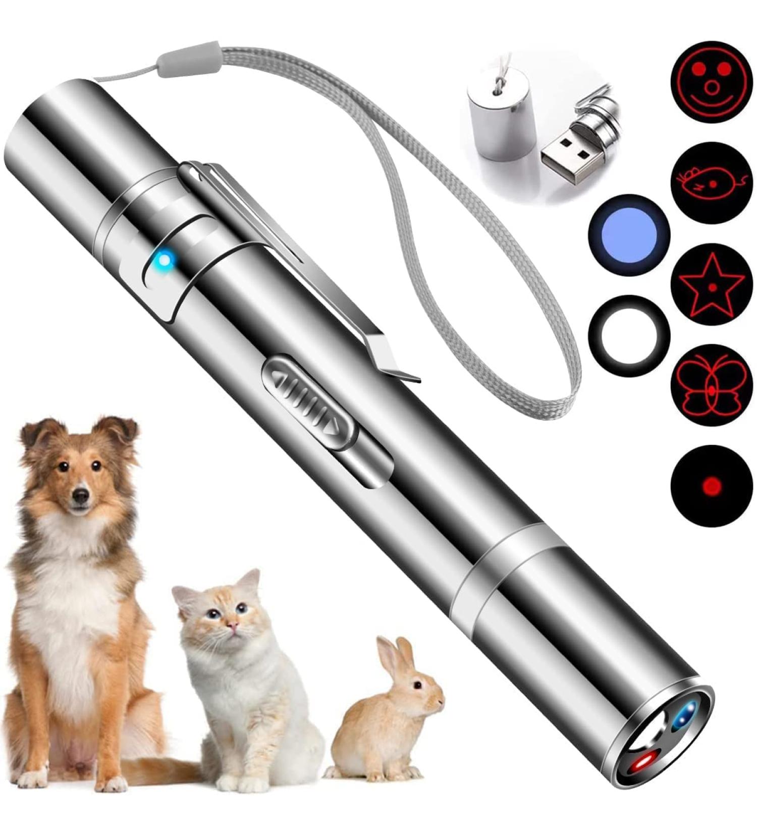 Cyahvtl Laser Pointer Toy for Cats & Dogs - Interactive Red Dot LED Light Pointer - USB Charging - 5 Patterns - Buy Online on SooperMarket.com
