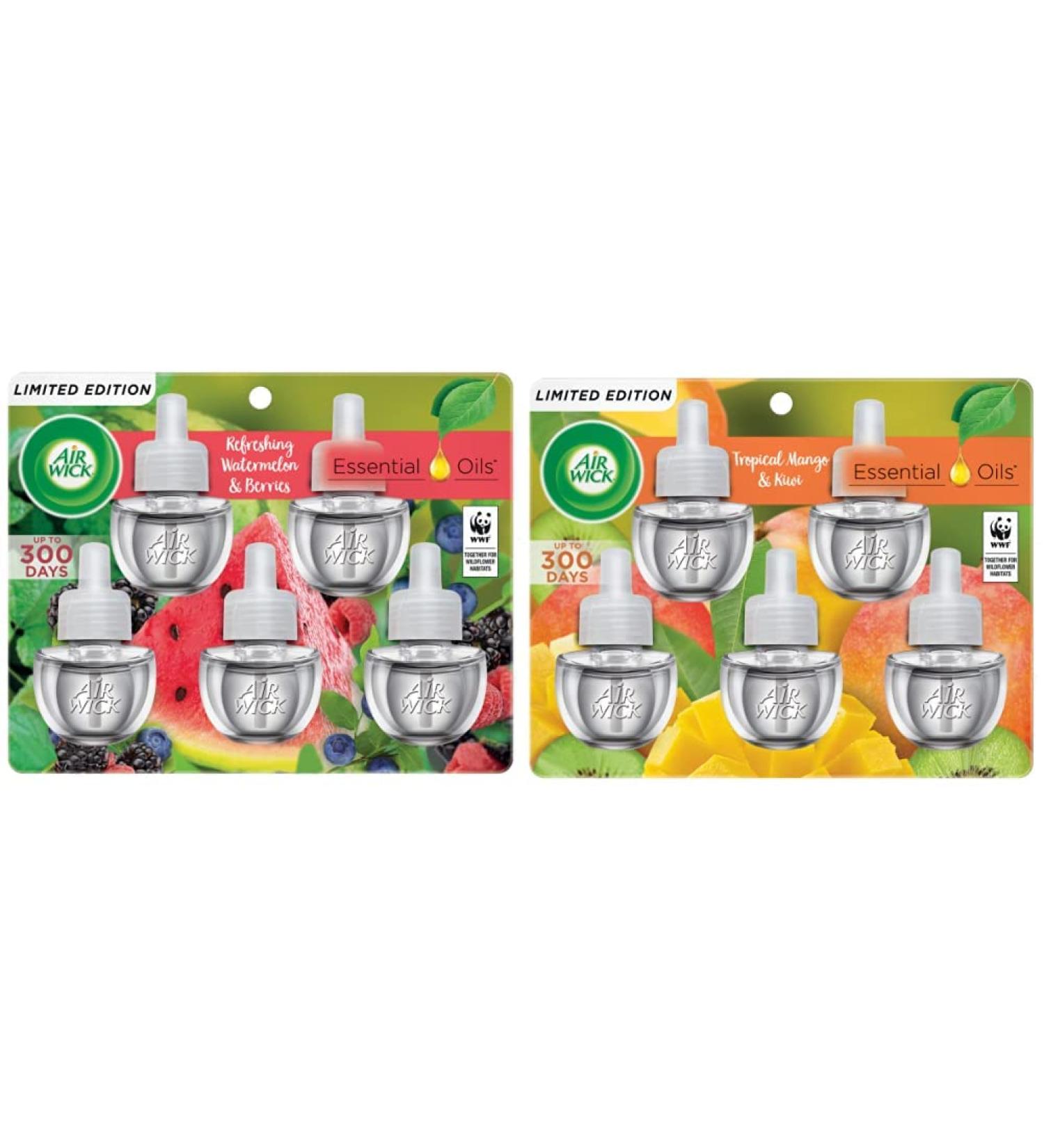 Air Wick Plug in Scented Oil Refill Bundle - Fresh Watermelon & Berries, Fresh Mango & Kiwi - 5ct Spring Collection Air Freshener - Buy Online on SooperMarket.com