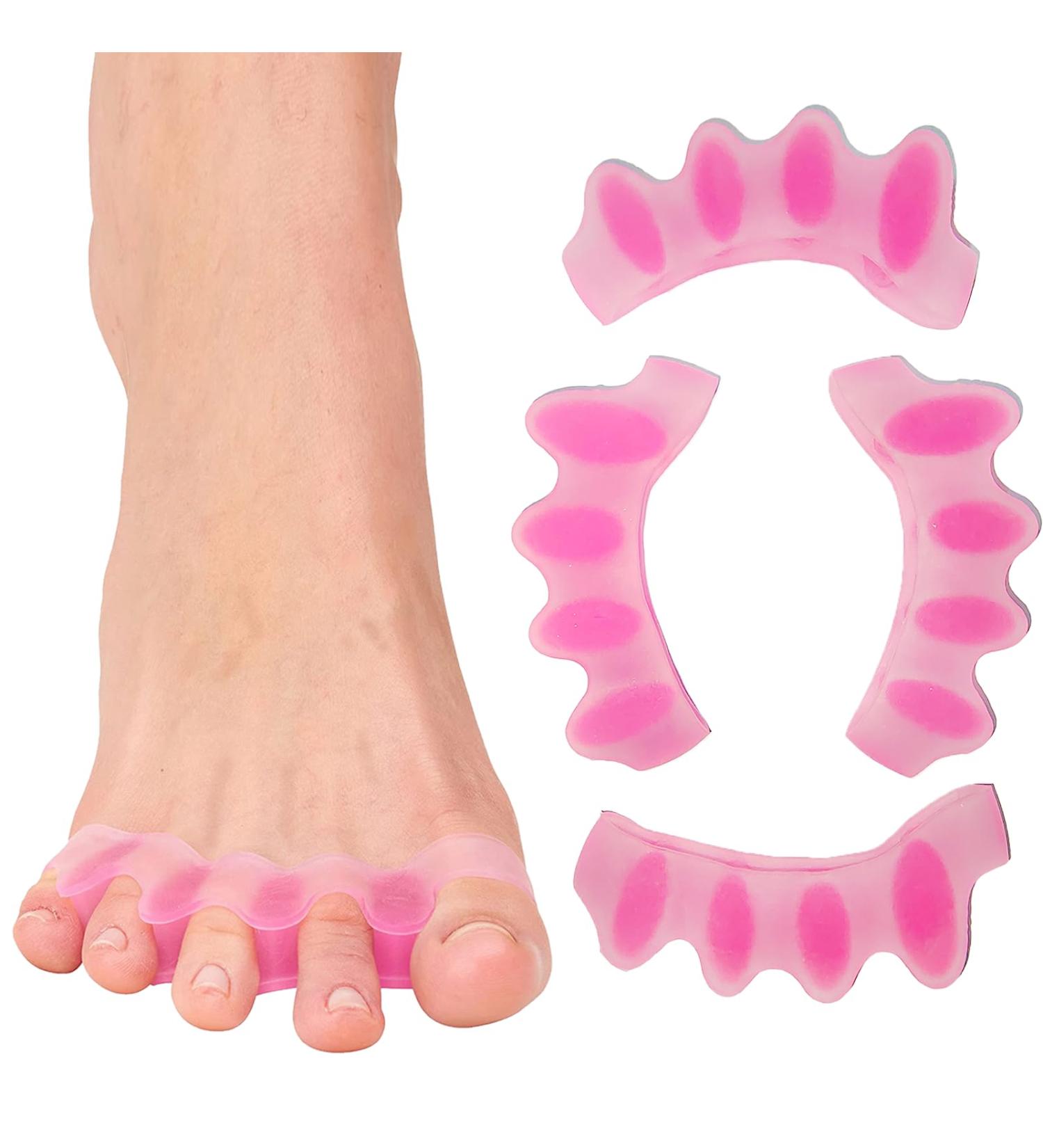 Gel Toe Spacers (2 Pair) - Bunion Corrector for Women Men - Toe Separator & Straightener - Pink - Buy Online on SooperMarket.com