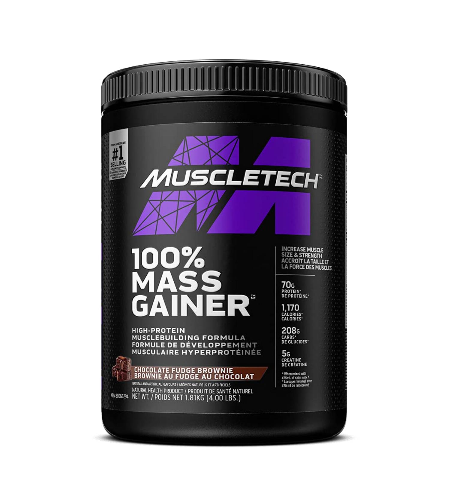 MuscleTech Mass Gainer MuscleTech 100% Mass Gainer Protein Powder Protein Powder for Muscle Gain Whey Protein + Muscle Builder Weight Gainer Protein Powder Creatine Supplements Chocolate Fudge Brownie 4 Pounds - Buy Online on SooperMarket.com