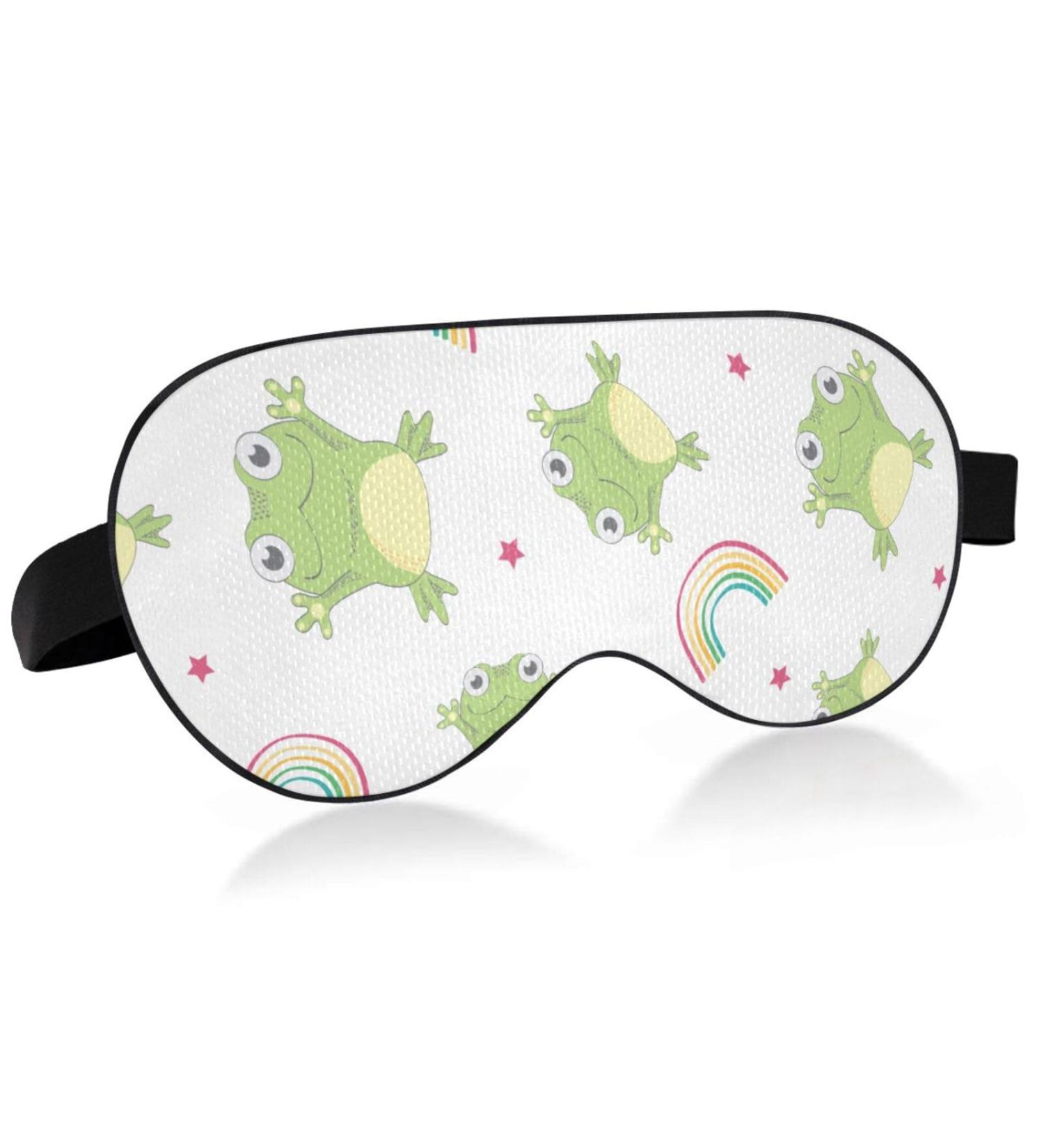 Adjustable Light Blocking Eye Mask for Deep Sleep - Ideal for Travel, Yoga, and Meditation - Breathable & Comfortable - Cartoon Frogs Design - Men and Women - Buy Online on SooperMarket.com