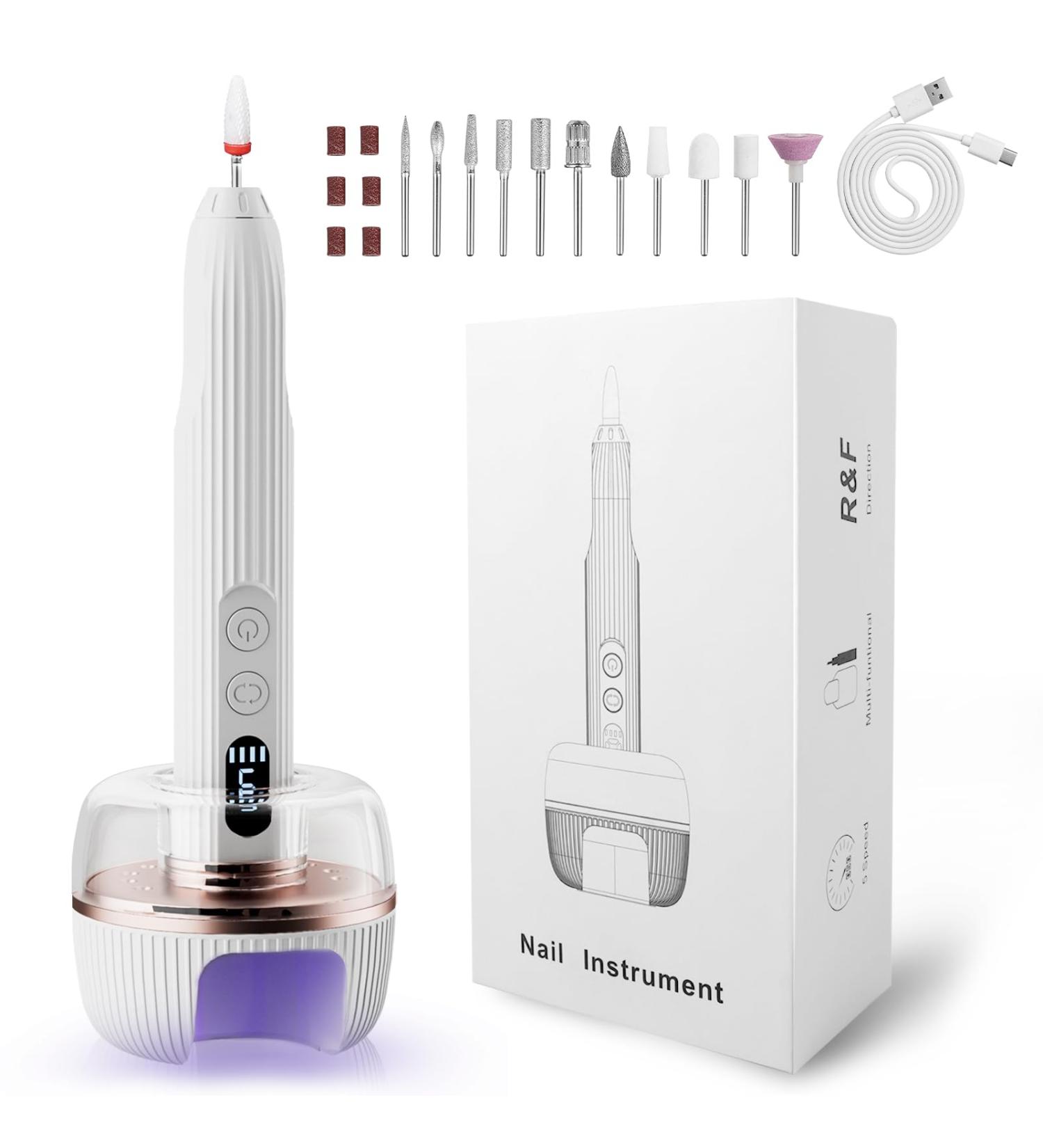 Aedcbaide Electric Nail File 3 in 1 Nail Drill Nail Files for Acrylic and Gel Nails 18000 RPM Adjustable Speed Electric Nail Drill Built-in Nail Lamp for Manicure & Pedicure Tools & Accessories - Buy Online on SooperMarket.com