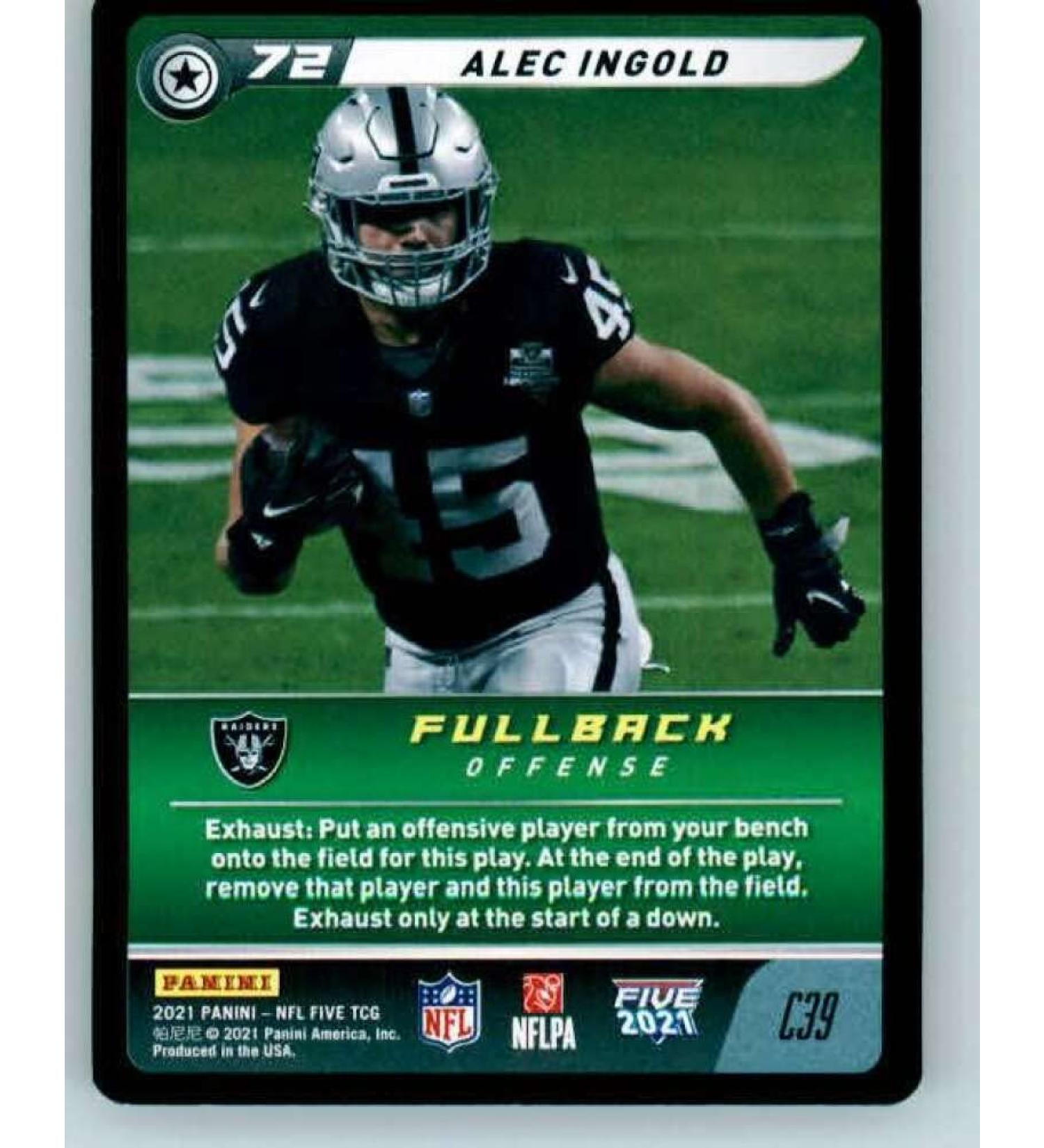2021 Panini Five #C39 Alec Ingold Las Vegas Raiders NFL Football Trading Card