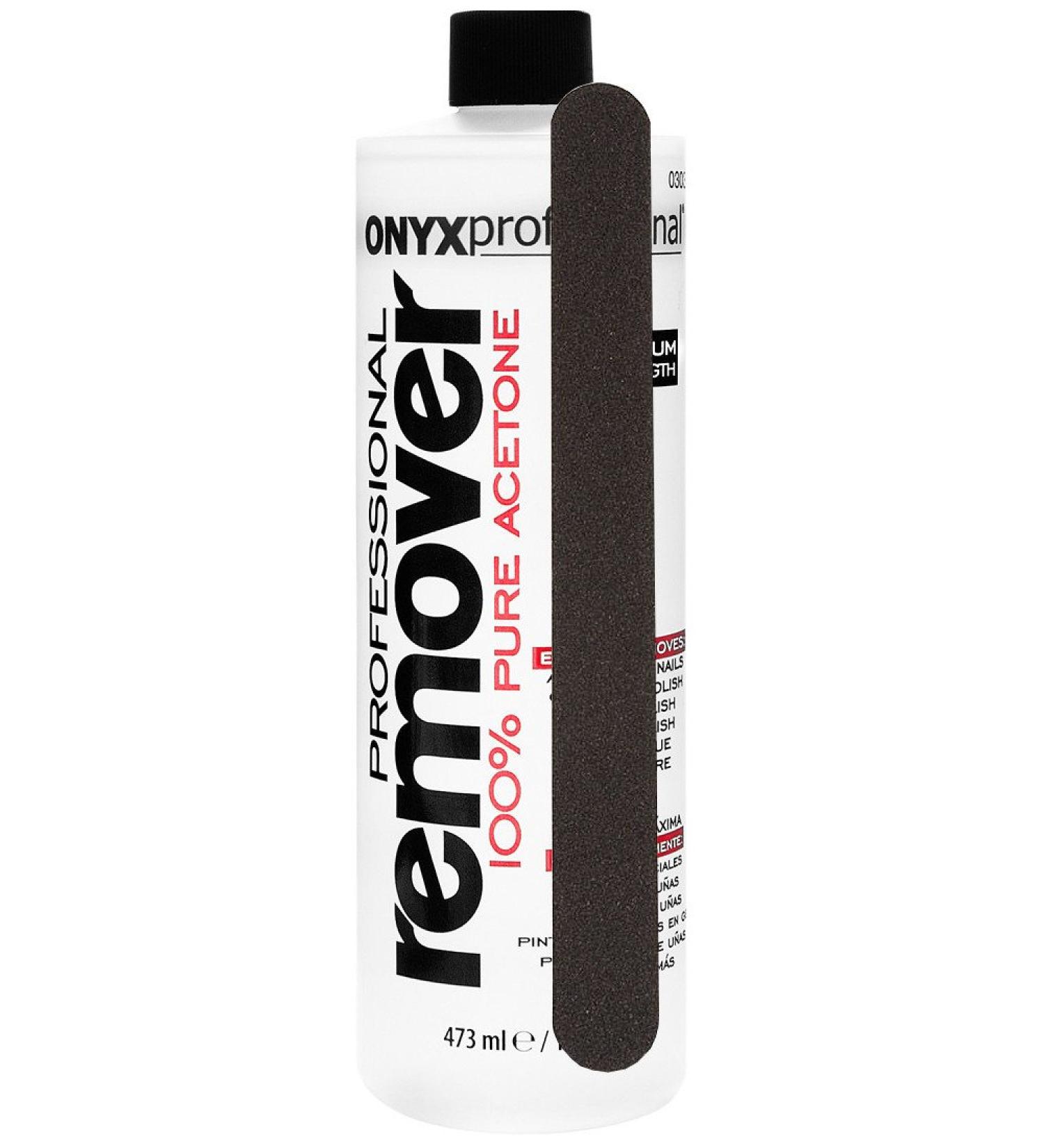 Onyx Professional 100% Acetone Nail Polish Remover Kit  Includes 1 Bonus Nail File  16 Fl Oz