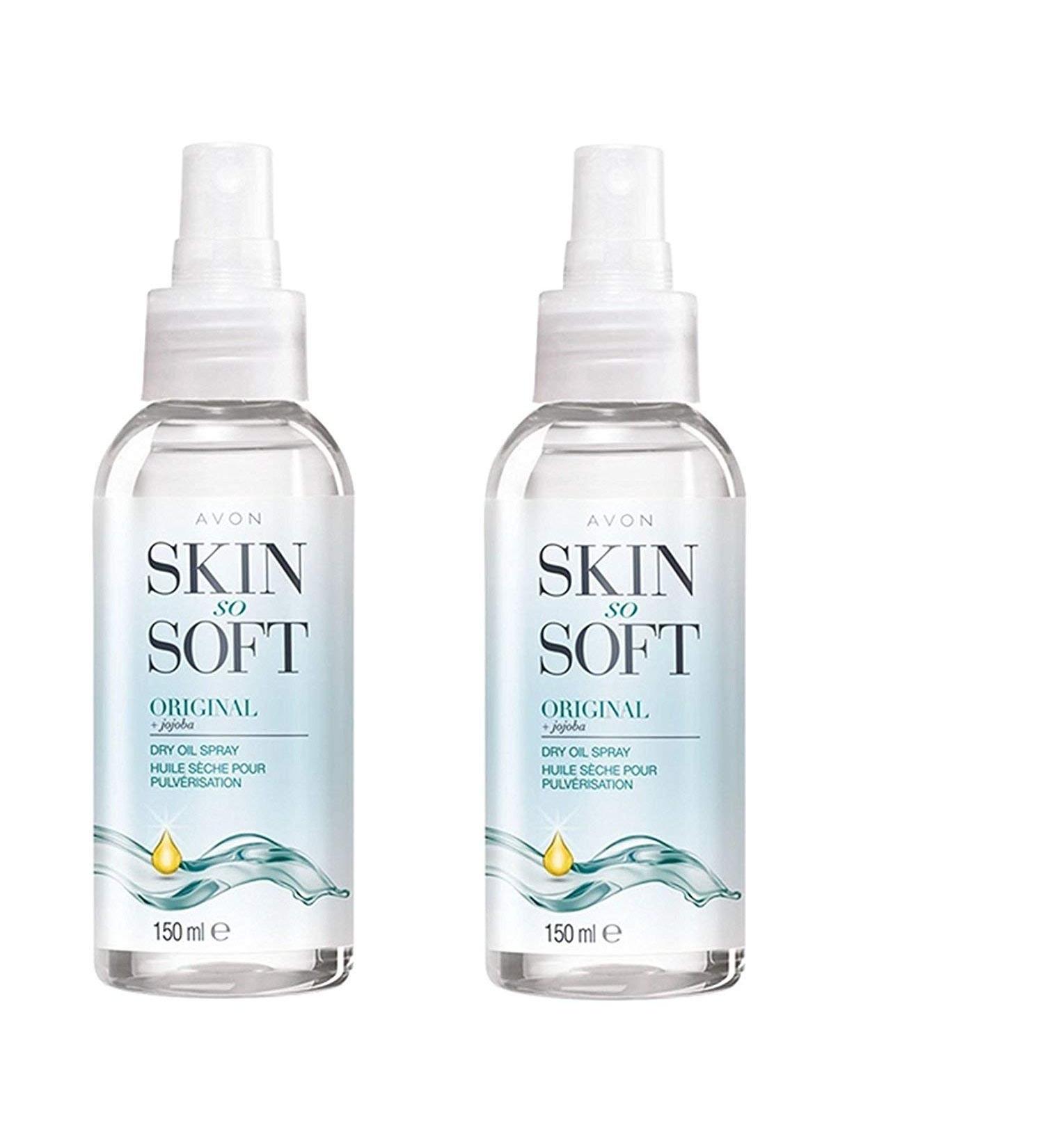 Avon Skin So Soft Original Dry Oil Body Spray with Jojoba 150 ml - Pack of 2 Unscented 150 ml (Pack of 2)