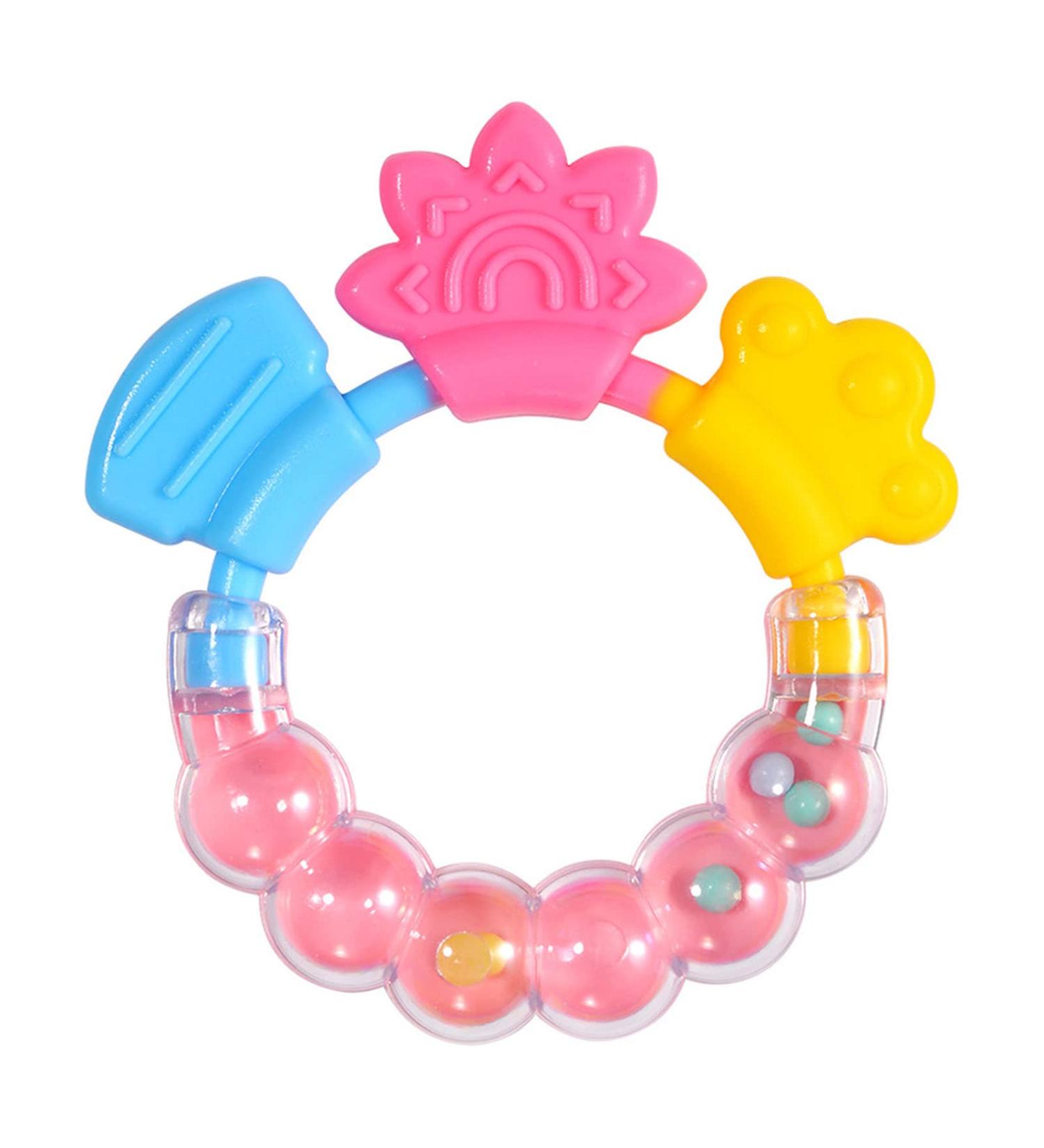 Silicone Baby Rattle Teether Gum Toy for Infants - Pink - Buy Online on SooperMarket.com