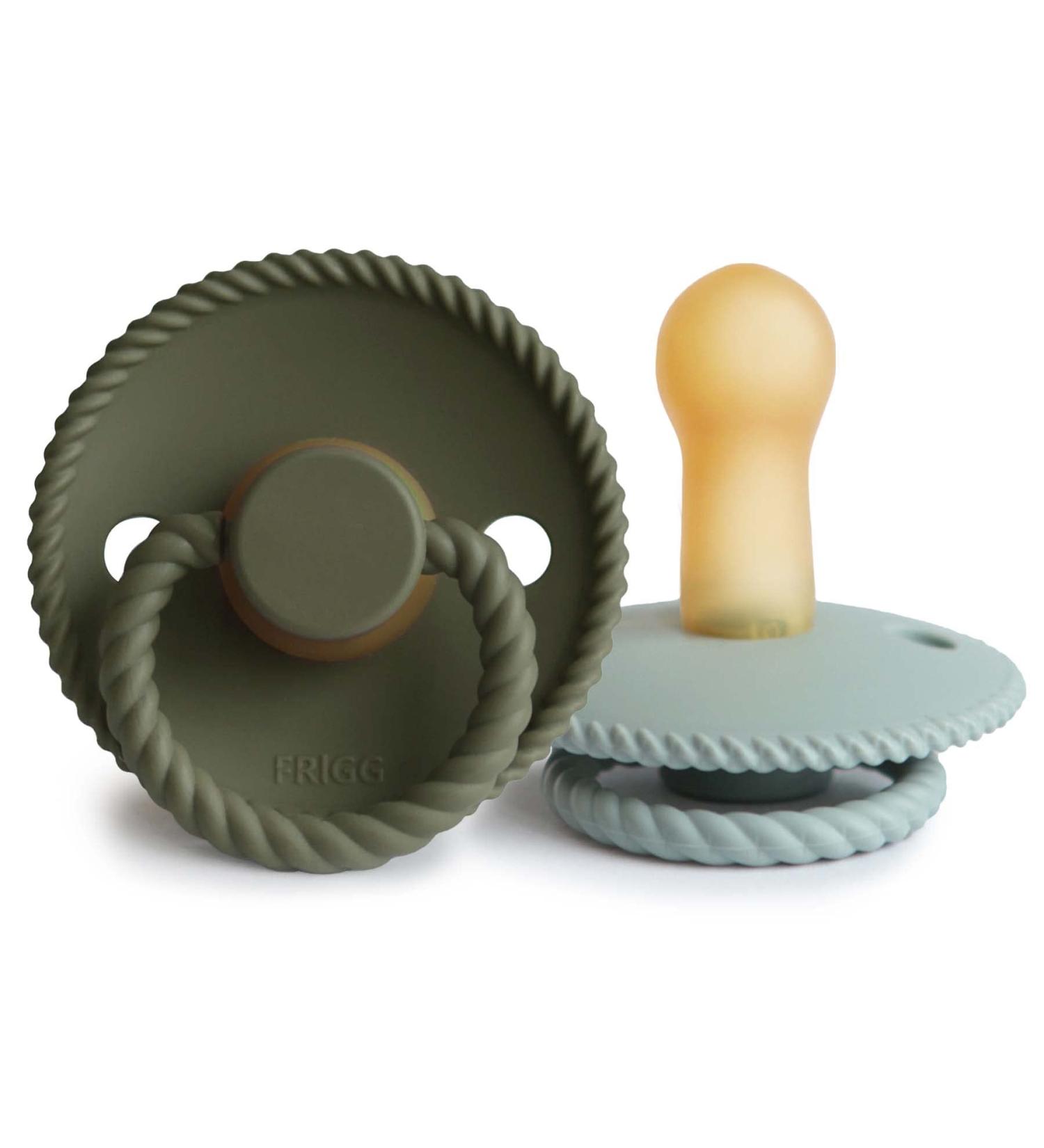 FRIGG Rope Natural Rubber Pacifier | BPA-Free | Made in Denmark | Olive/Sage | 6-18 Months - Buy Online on SooperMarket.com