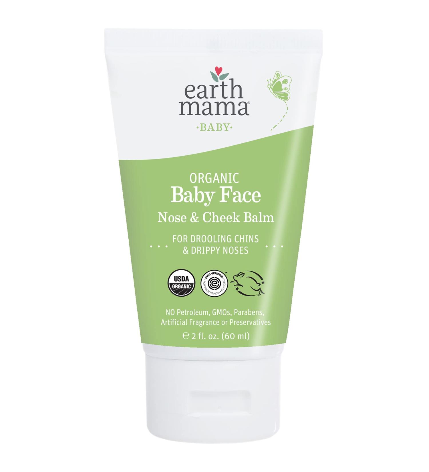 Earth Mama Organic Baby Face Nose & Cheek Balm | Natural Petroleum Jelly Alternative for Dry Skin | 2 Fl Oz - Buy Online on SooperMarket.com