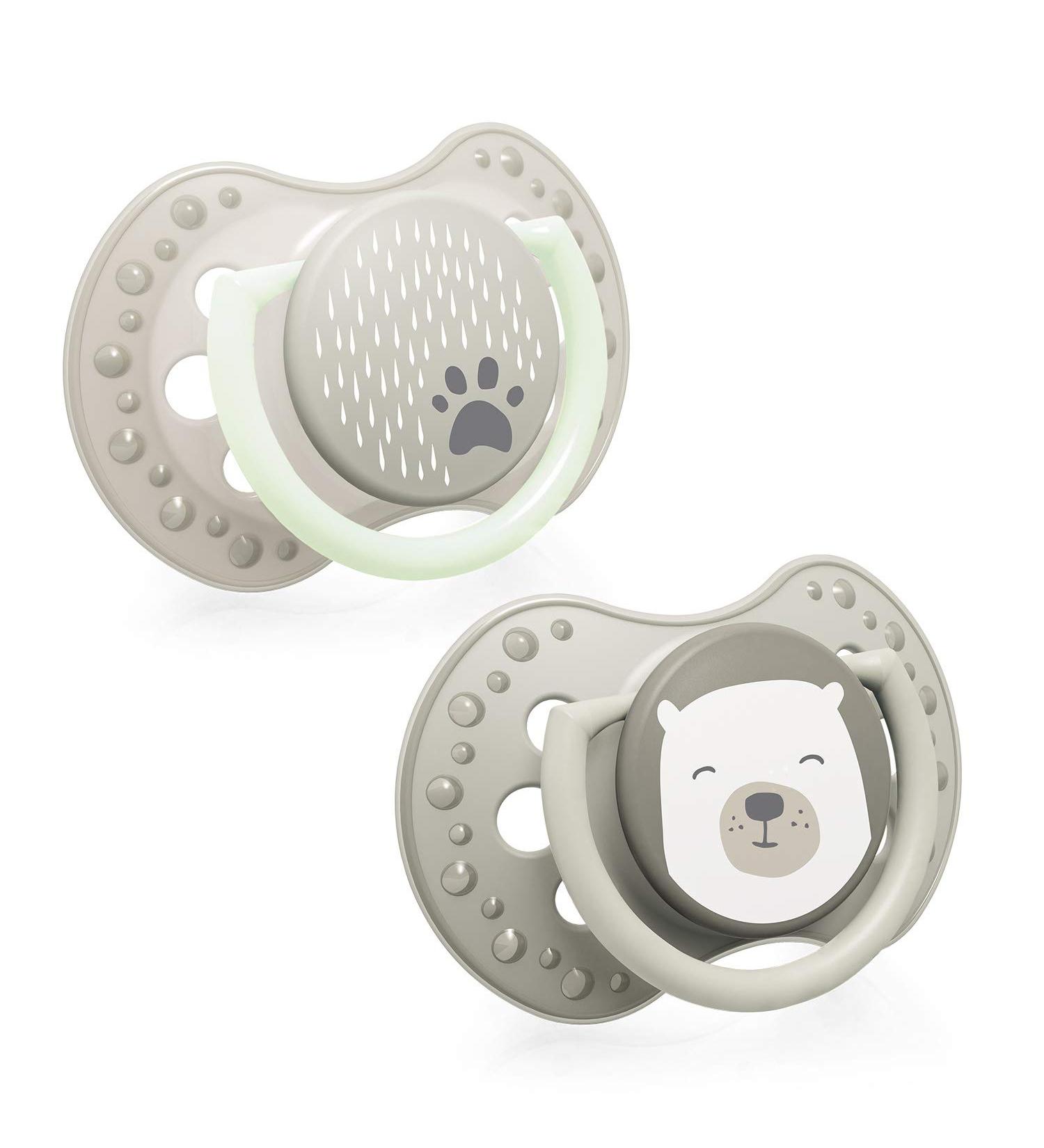LOVI Dynamic Pacifier 6-18 Months - Silicone BPA-Free Buddy Bear Collection - 2 Pack Grey | International Shipping Available - Buy Online on SooperMarket.com