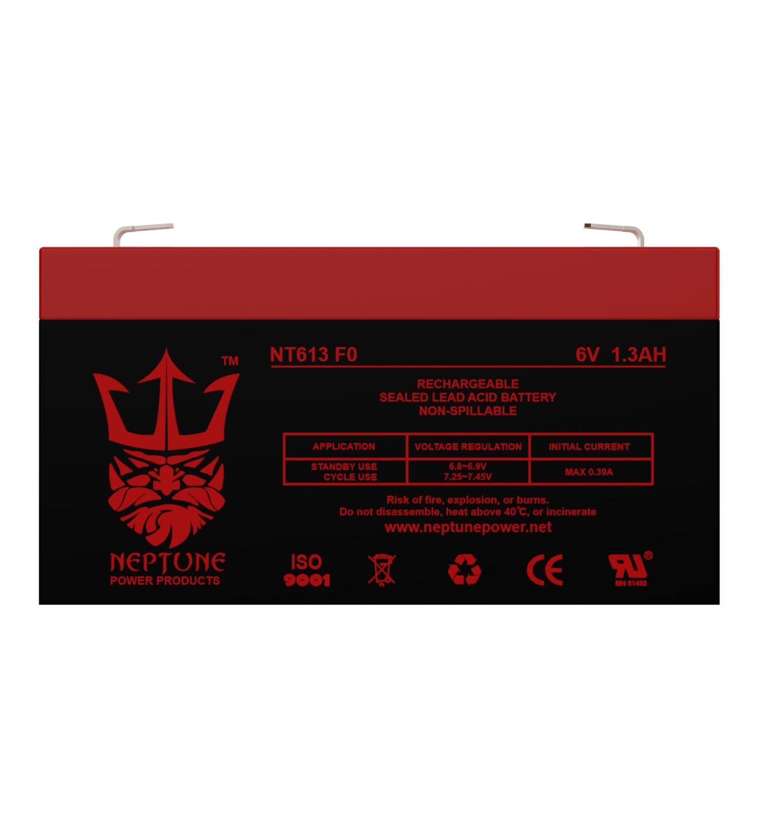 Neptune NT613 6V 1.3Ah Replacement SLA Battery for PE6V1.2F1 - Reliable Emergency Lighting Solution | International Shipping - Buy Online on SooperMarket.com