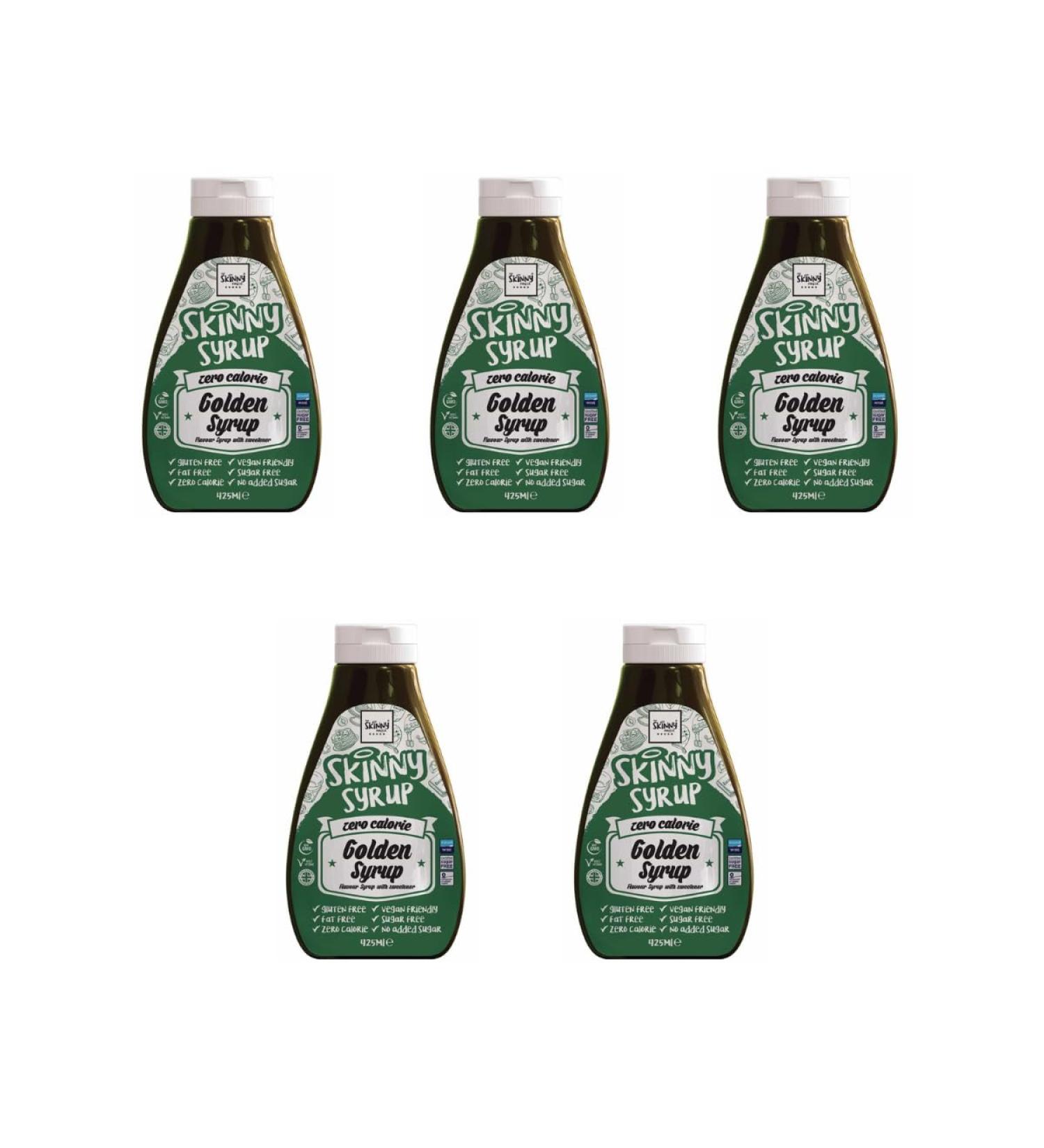 The Skiny Food Co Golden Syrup 425ml - The Totally Amazing Sugar Free Zero Calorie Fat Free And guilt Free Skiny Syrup - Pack of 5