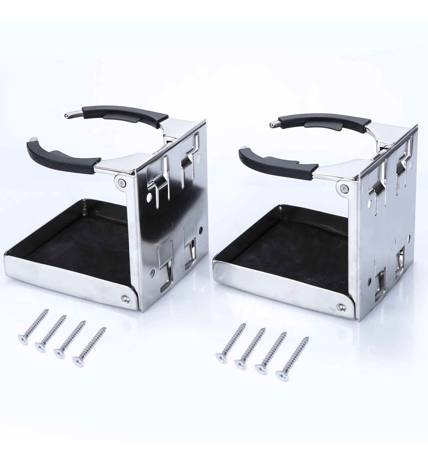 Marinebaby Stainless Steel Adjustable Folding Cup Holders - Set of 2 | for Marine, Boat, Caravan, Car - Buy Online on SooperMarket.com