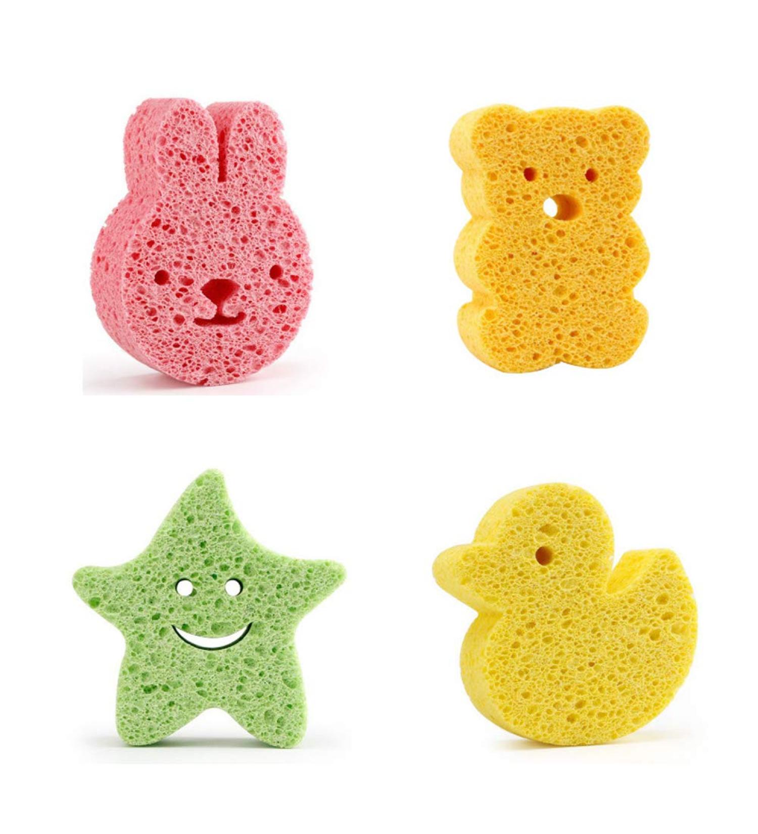 ConStore 4pcs Baby Bath Sponge Set - Toddler Foam Rub Shower Sponge for Exfoliating & Soothing | Soft Scrubber Bath Brush & Rubbing Towel | Bathroom Supply - Buy Online on SooperMarket.com