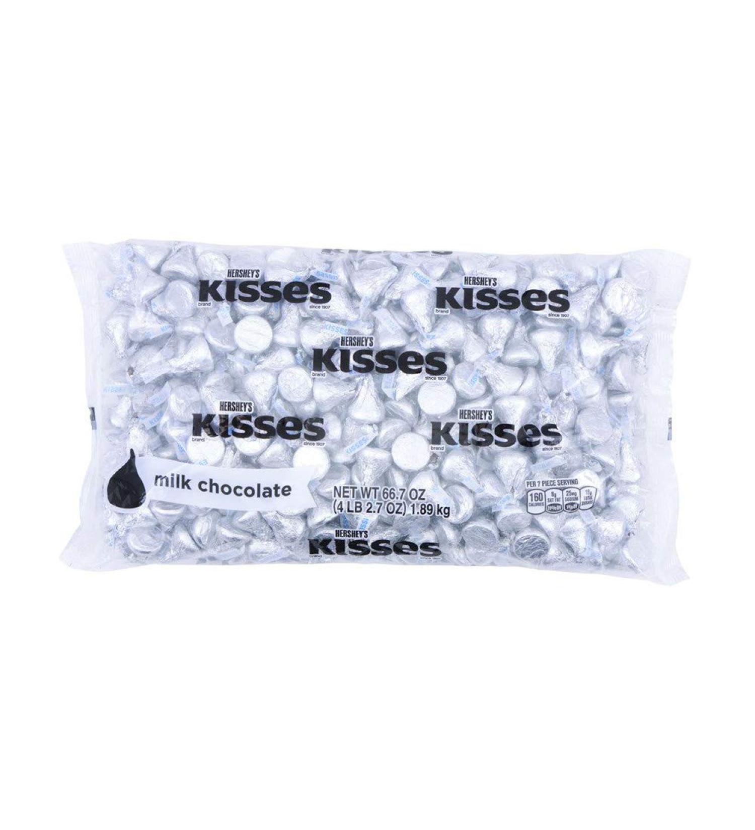 Hershey's Kisses Silver Foil Milk Chocolate Candy Bulk - 66.7 oz Bag (400 Pieces) - Buy Online on SooperMarket.com