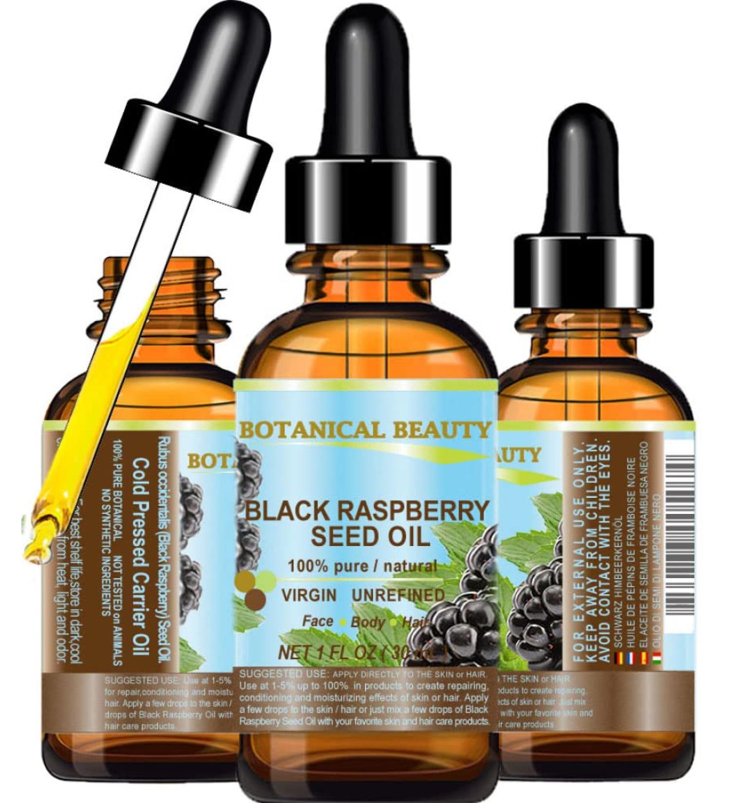 100% Pure Black Raspberry Seed Oil - Natural Cold Pressed Carrier Oil for Skin Hair Lips & Nails - 1 Fl. oz (30 ml) - High Antioxidant - Buy Online on SooperMarket.com
