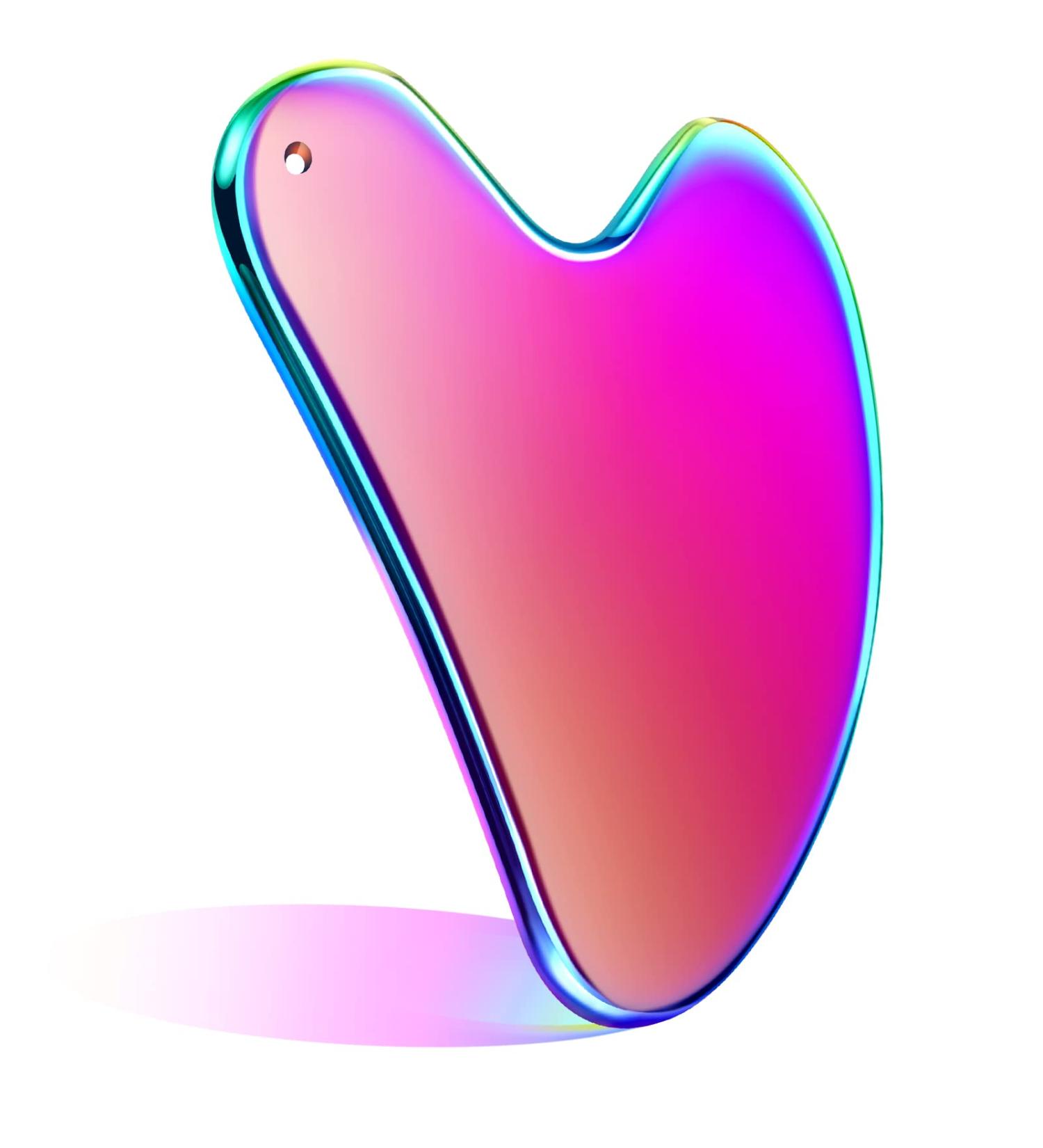 Nuanchu Rainbow Stainless Steel Gua Sha Tool - Facial Massage for Tightening Skin Body Eyes & Neck - Travel Pouch Included - Perfect Skin Care Gift - Buy Online on SooperMarket.com