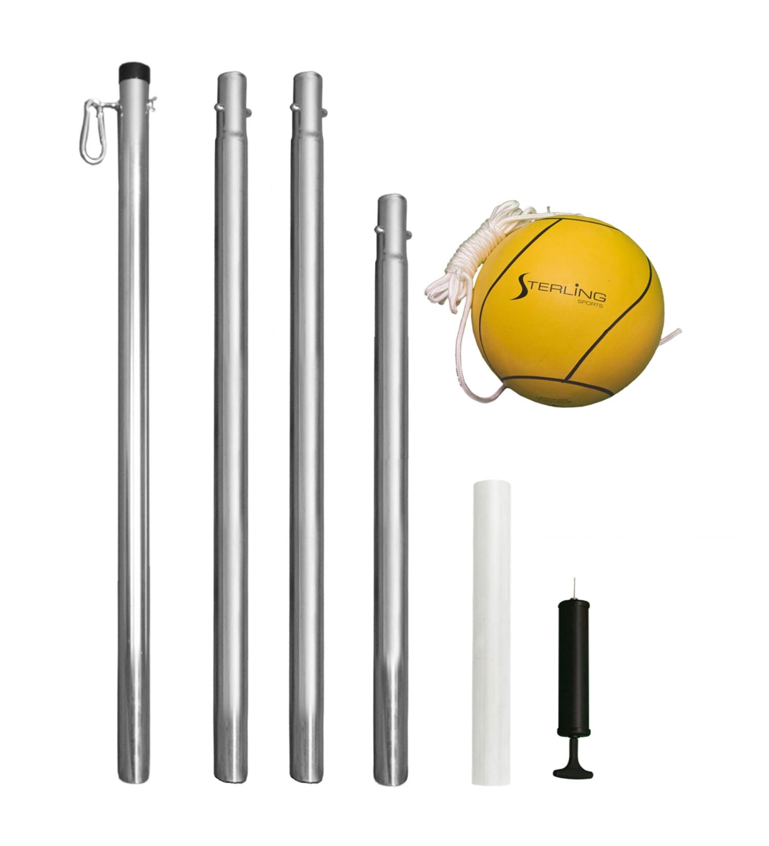 STERLING Sports Compact Tetherball Set - Outdoor Backyard Game with Ball, Rope, Metal Pole, and Air Pump - Buy Online on SooperMarket.com