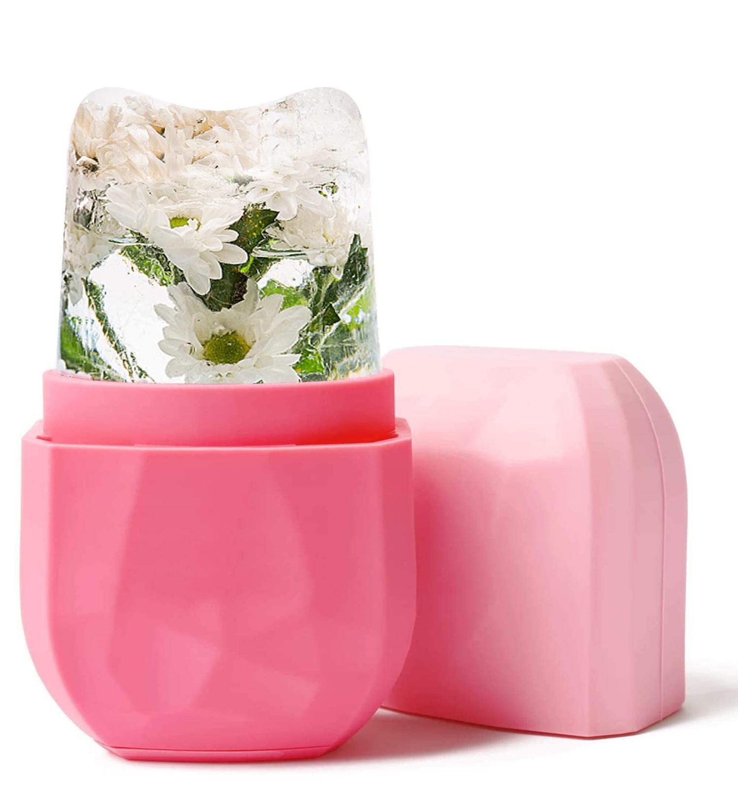 DeliSoul Ice Roller for Face, Eyes & Neck - Upgraded Leak-Proof Silicone Mold for Tightening, De-Puffing & Brightening Skin Care - Reusable Facial Massage Tool in Pink - Buy Online on SooperMarket.com