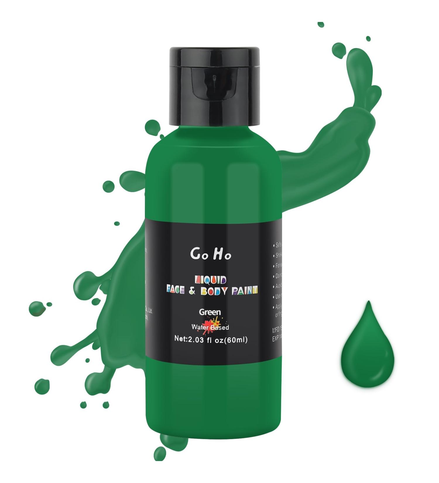 Go Ho Makeup Liquid Body Paint (2.1 oz) - Green Water Based Face & Body Paint for Special FX, Cosplay, Halloween - Buy Online on SooperMarket.com