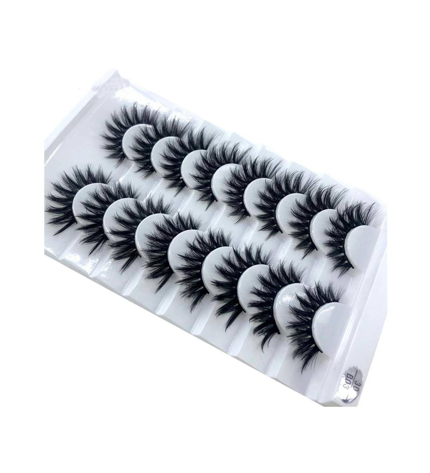 HBZGTLAD 3D Mink Eyelashes â€“ 8 Pairs Long Natural False Lashes for Stunning Makeup (B03) - Buy Online on SooperMarket.com