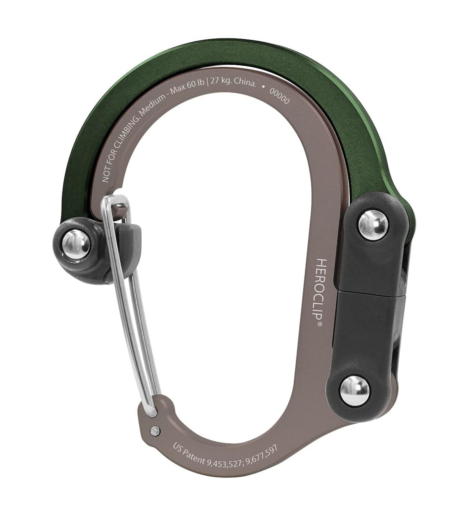HEROCLIP Carabiner Clip and Hook (Medium) for Camping, Backpack, Garage - Forest Green - Buy Online on SooperMarket.com