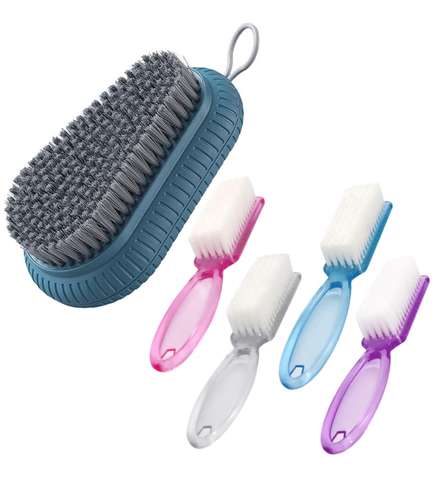 Heavy Duty Nail Brush Hand Scrub - 5 Pcs Set for Men, Women, Kids - Soft & Stiff Bristles - Handle Grip Fingernail Brush - Nails & Toes Scrubber - Buy Online on SooperMarket.com