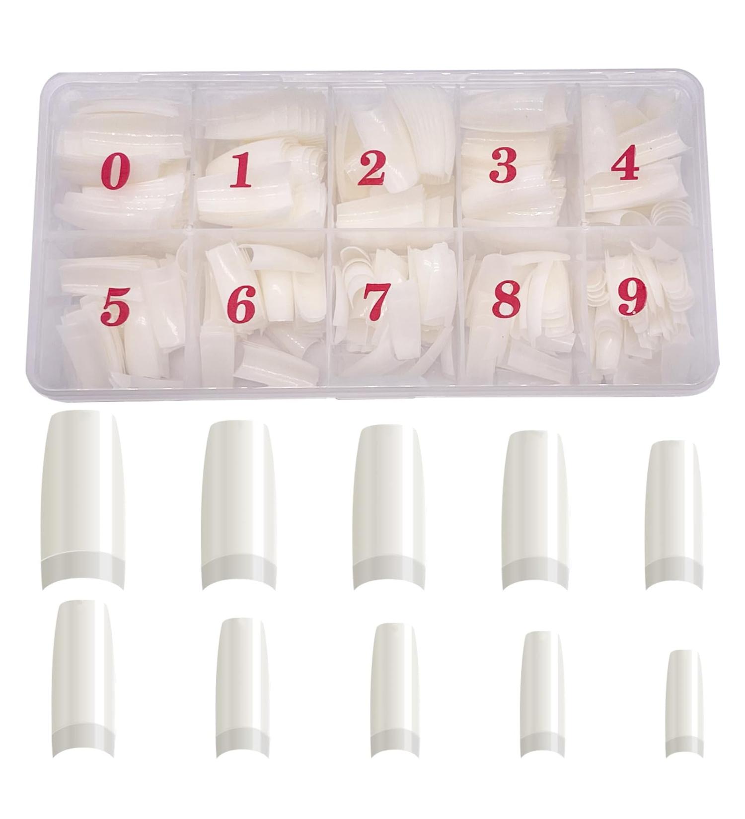 WJIASI Natural False Nails: Oval French Acrylic Artificial Nail Tips for Girls & Women - 500 pc, 10 Sizes - Natural Color - Buy Online on SooperMarket.com