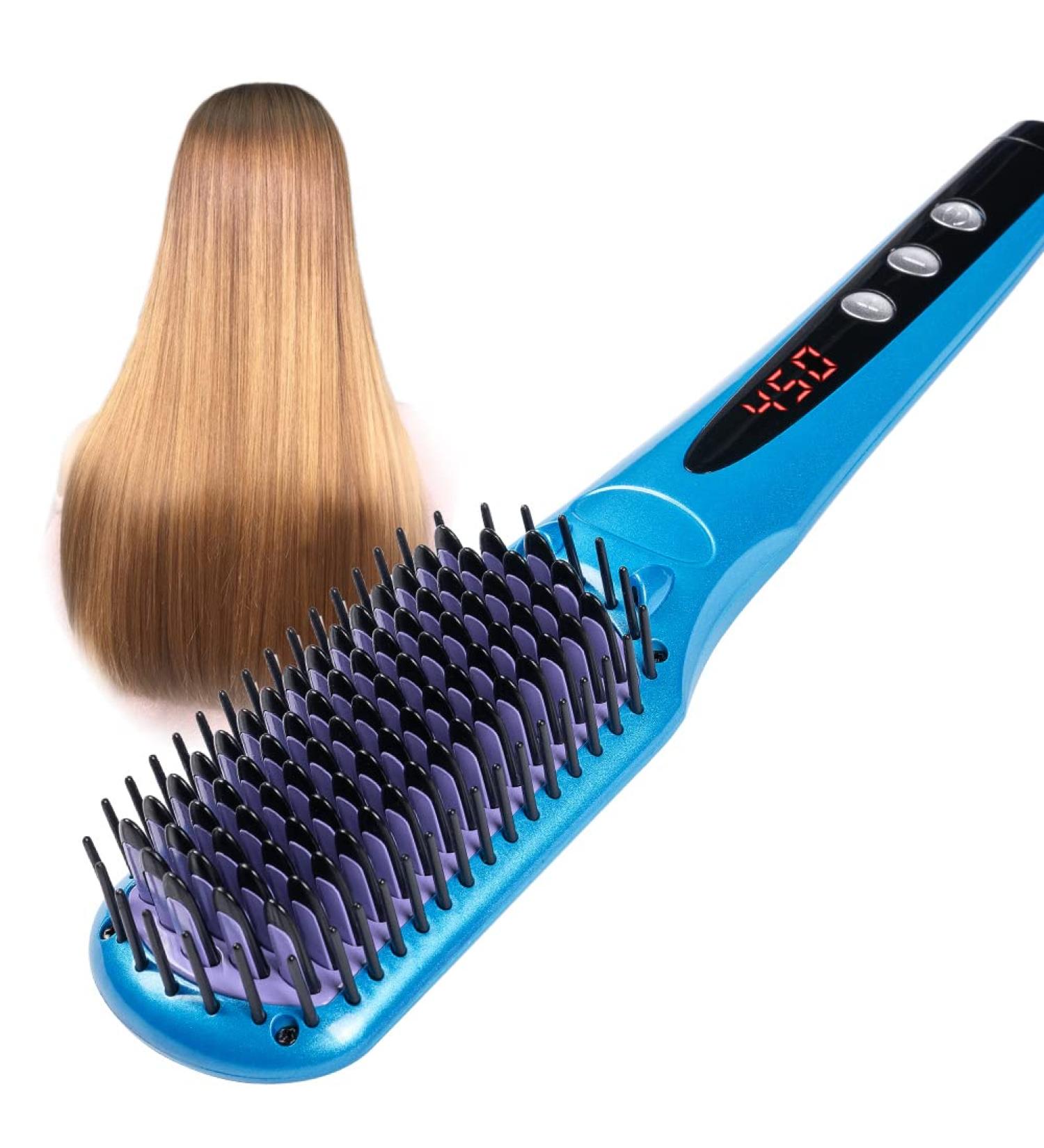 Enhanced Negative Ion Hair Straightener Brush - 30s Fast Heat-Up, 16 Temp Settings, MCH Heated, Ceramic Straightening Comb - Anti-Scald Technology - Ideal for Various Hair Types - Buy Online on SooperMarket.com