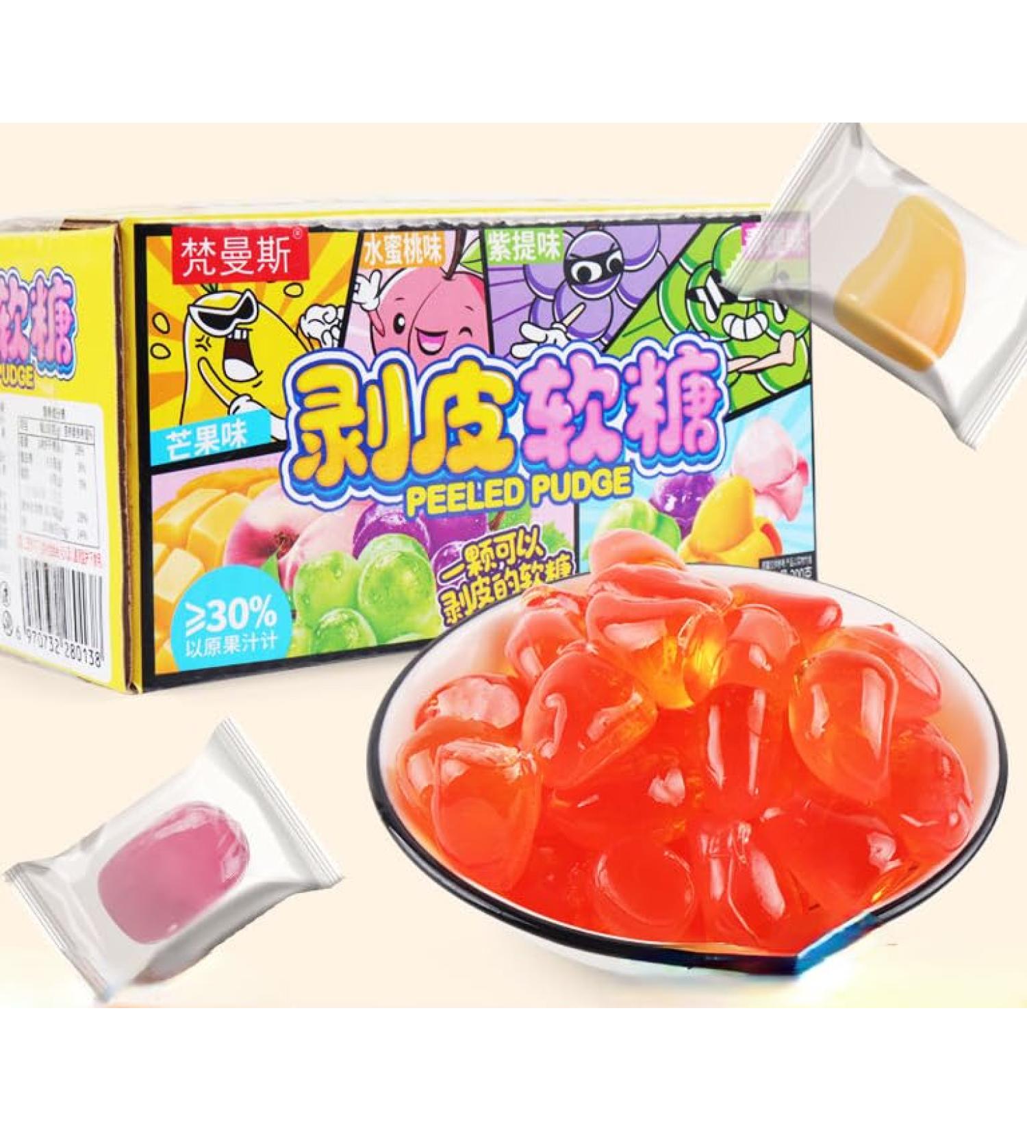 Fruit flavor can peel soft candy (200g/box) 50% fruit juice content wedding candies soft candy mango peach green soft candy Chinese candy snack gifts (4 flavors 3 boxes) 4 flavors 3 boxes - Buy Online on SooperMarket.com
