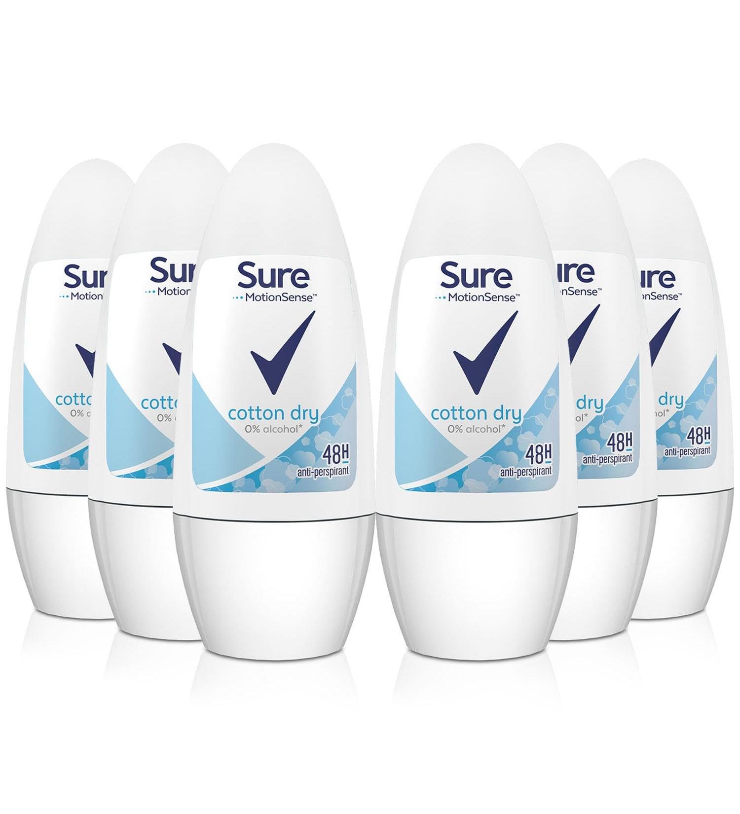 Sure Women Cotton Roll-On Anti-Perspirant Deodorant 50ml (PACK OF 6) Cotton Dry 50 ml (Pack of 6) - Buy Online on SooperMarket.com