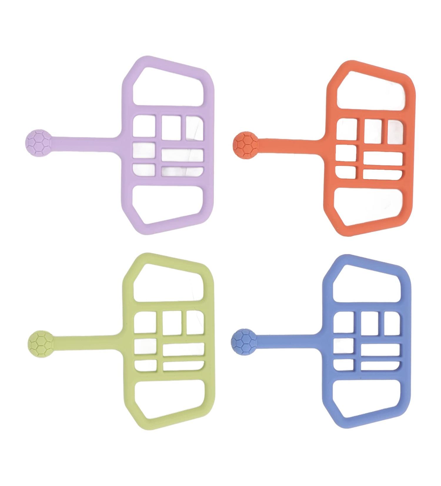 4pcs Football Grid Silicone Baby Teether Chew Toys - Easy Grip Infant Gift for Kids - Buy Online on SooperMarket.com