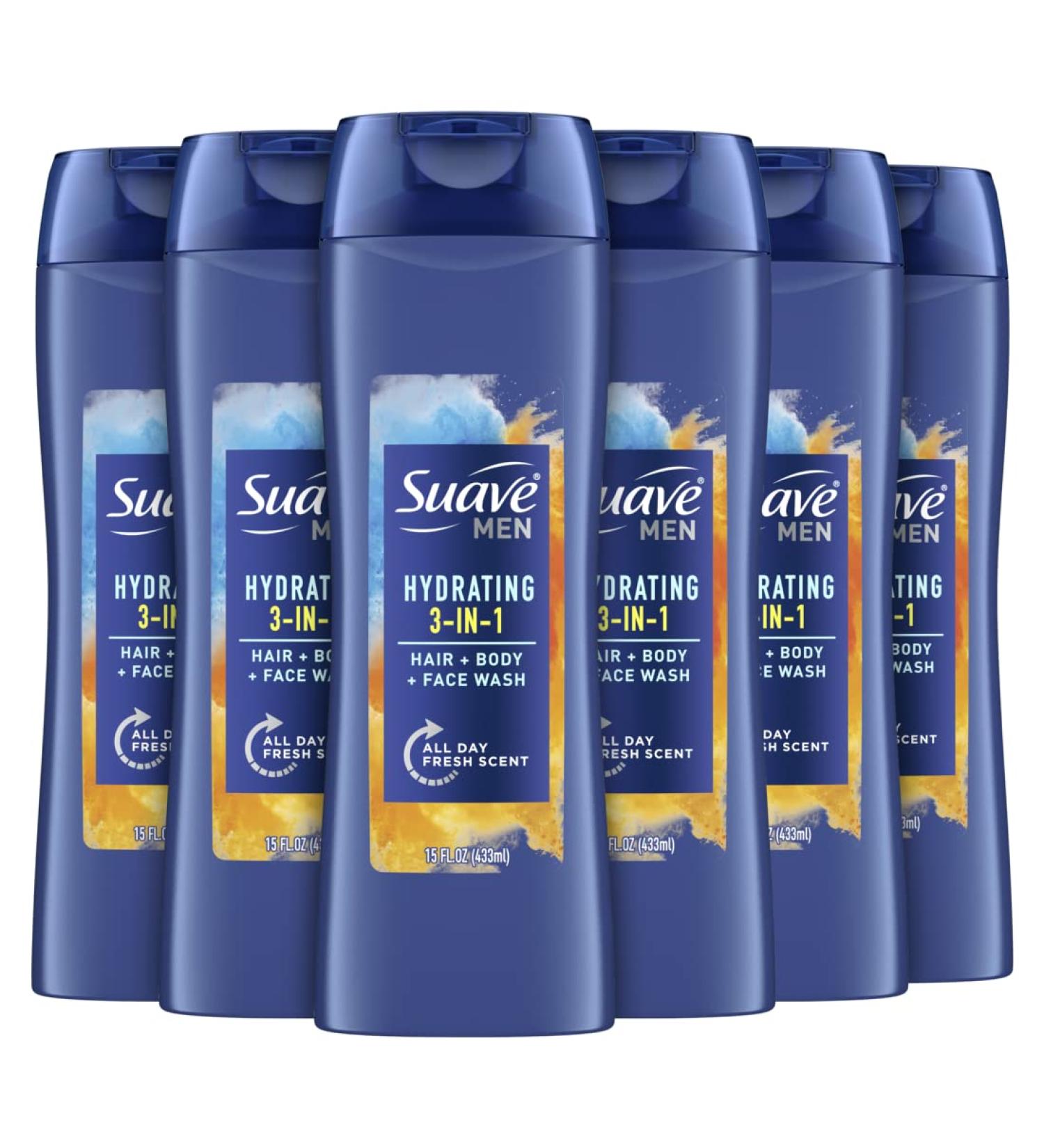 Suave Men 3in1: Hair, Body & Face Wash for Men - 15 oz (Pack of 6) - Buy Online on SooperMarket.com