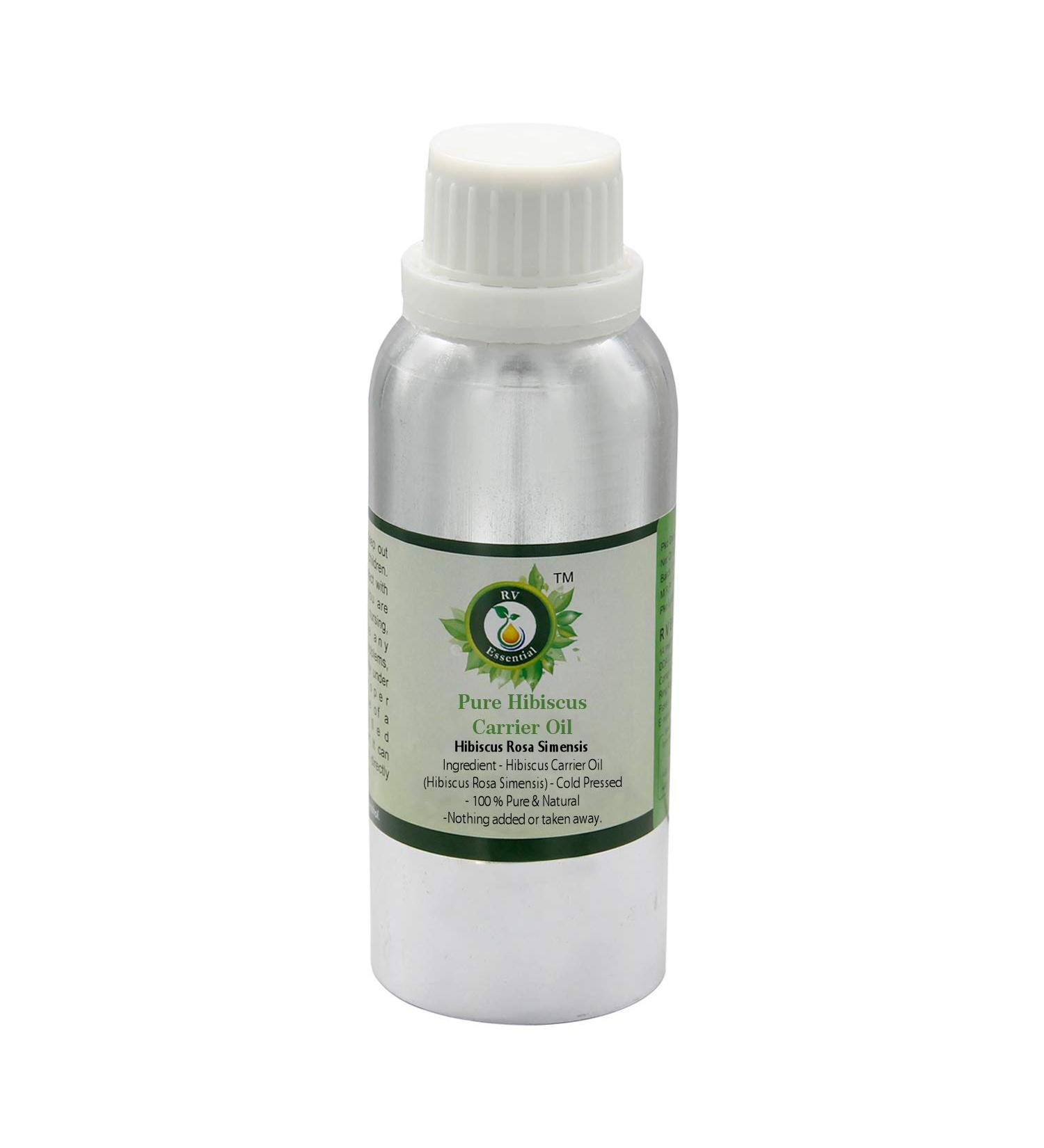 R V Essential Pure Hibiscus Carrier Oil 300ml (10oz)- Hibiscus Rosa Simensis (100% Pure and Natural Cold Pressed) - Buy Online on SooperMarket.com