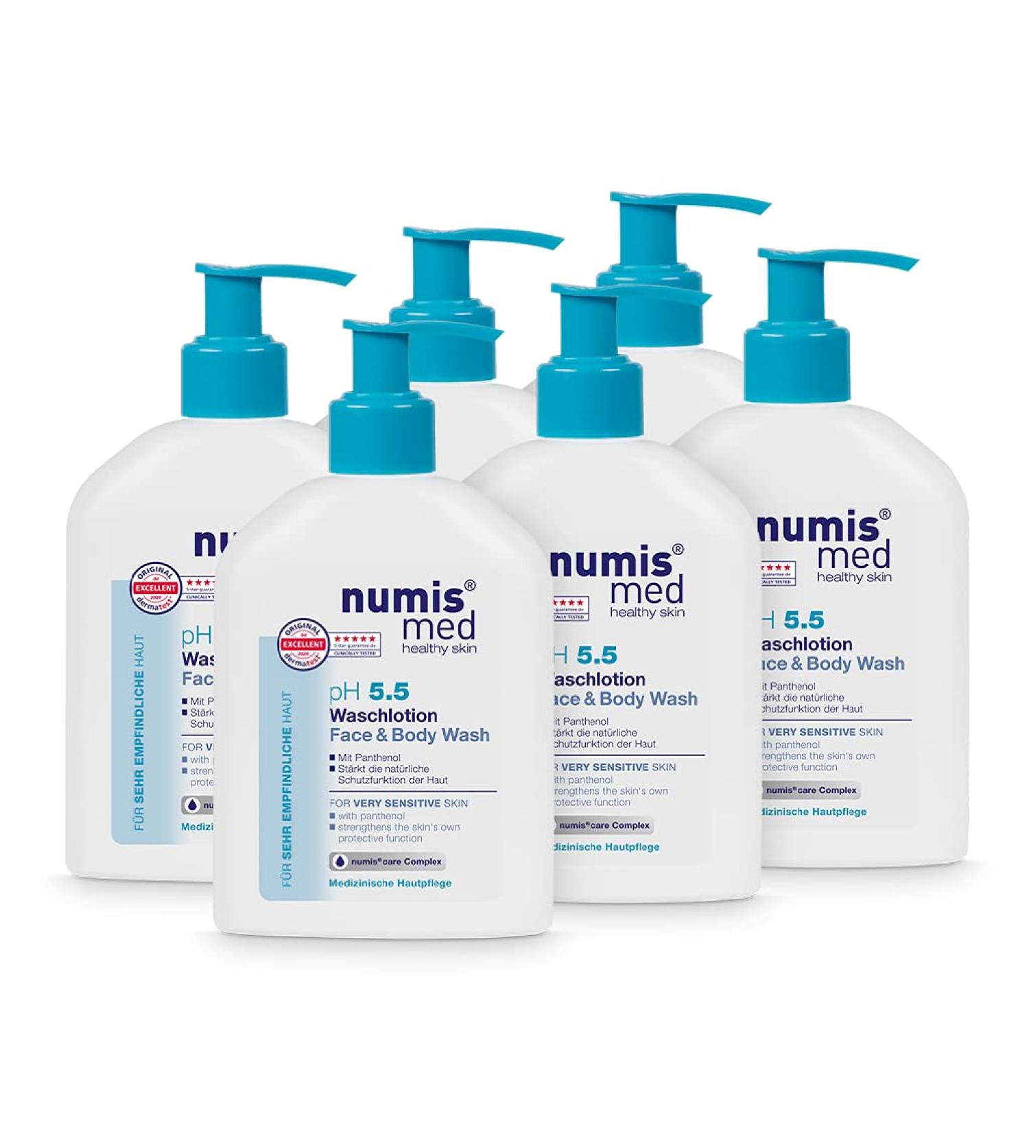 Numis Med Waschotion PH 5.5 - Skin-Calming Vegan Body Lotion for Sensitive Skin - 6 Pack (200 ml) | No Silicones Parabens or Mineral Oil - Buy Online on SooperMarket.com