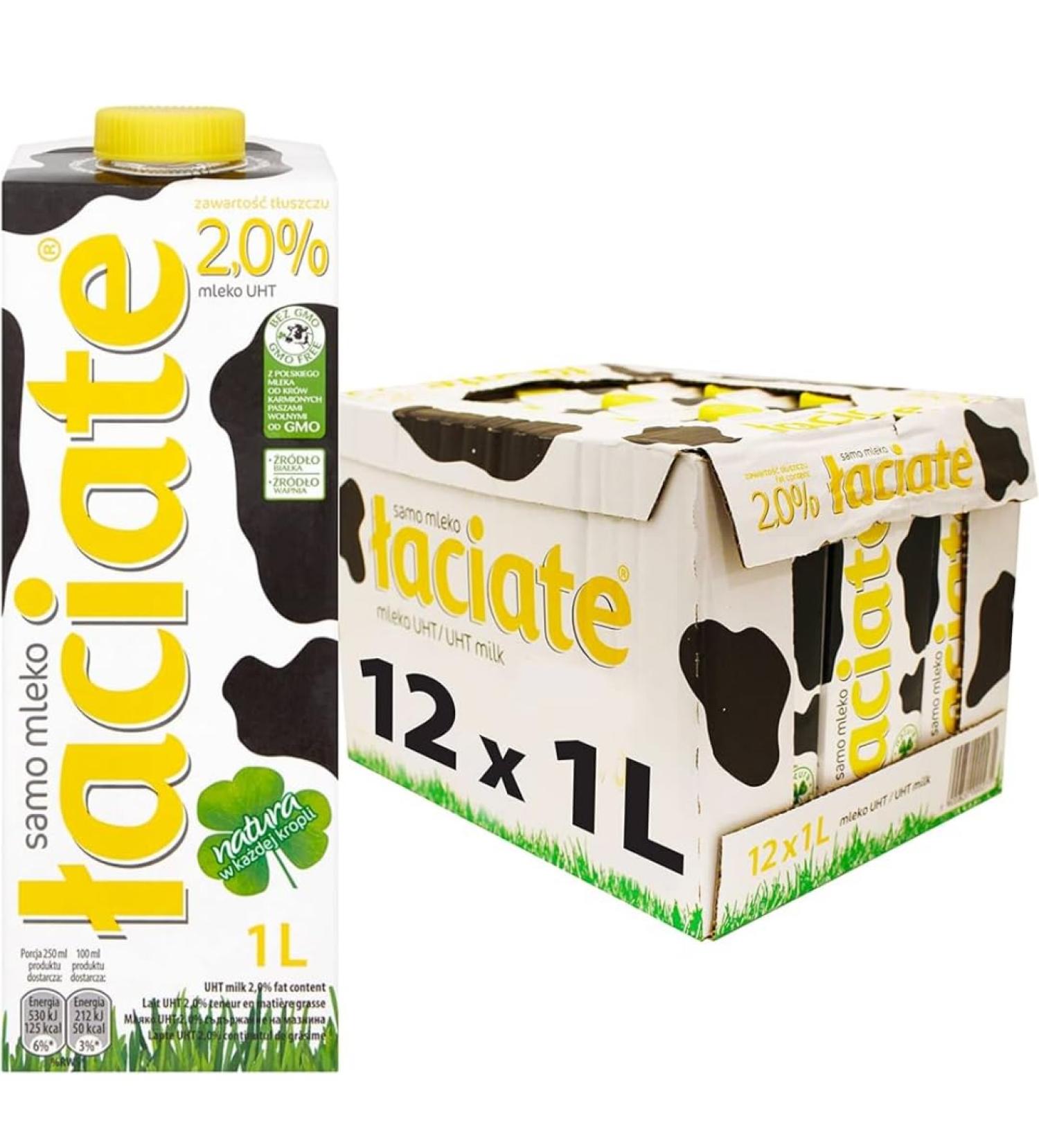 Laciate Yellow Milk 2.0% Fat UHT Milk 1000 Mililiter x 12 Boxes - Buy Online on SooperMarket.com
