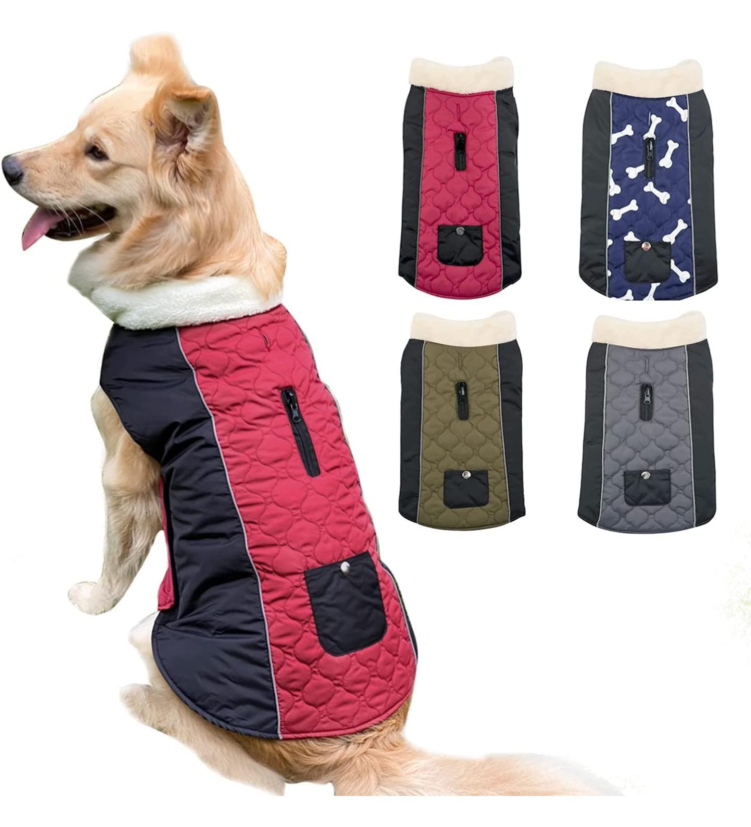 Etechydra Reversible Waterproof Dog Coat Vest with Reflective Trim, Warm Fleece Collar | Red+Black | Small - Buy Online on SooperMarket.com