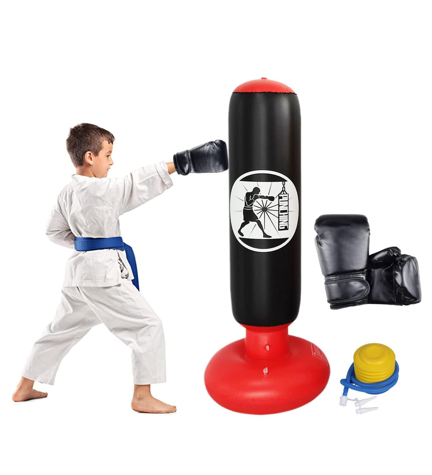 Kids Boxing Practice Set - Punching Bag for 3-8 Years with Gloves & Air Pump, Black - Buy Online on SooperMarket.com