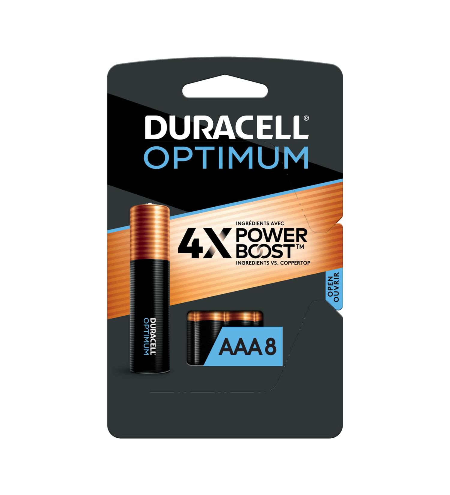 Duracell Optimum AAA Batteries - 8 Count Alkaline with Power Boost for Household & Office Devices | Long-lasting Performance - Buy Online on SooperMarket.com