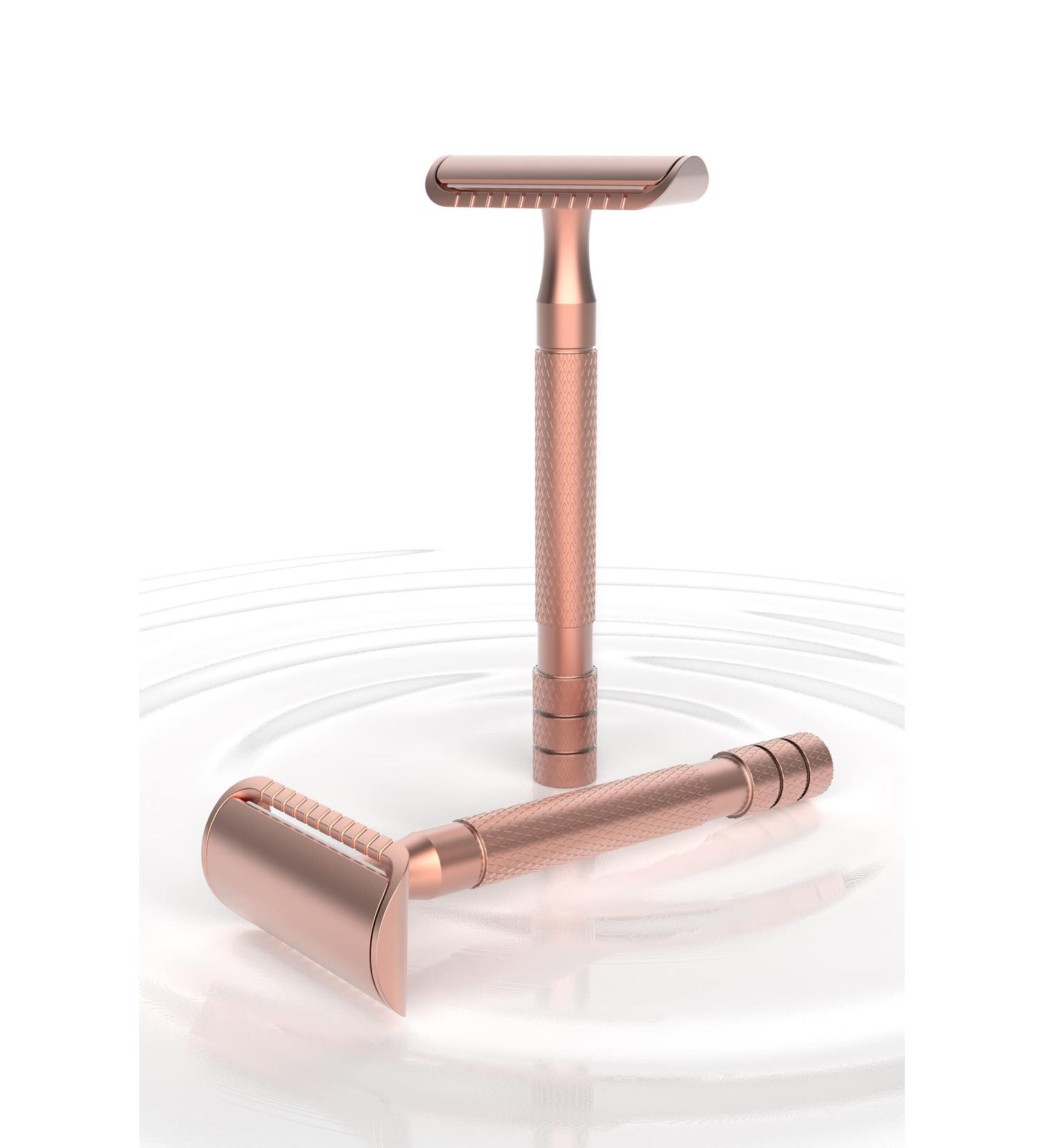 Safety Razor for Men and Women | Double Edge Razor Blades | Eco-Friendly & Zero Waste | Rose Gold - Buy Online on SooperMarket.com